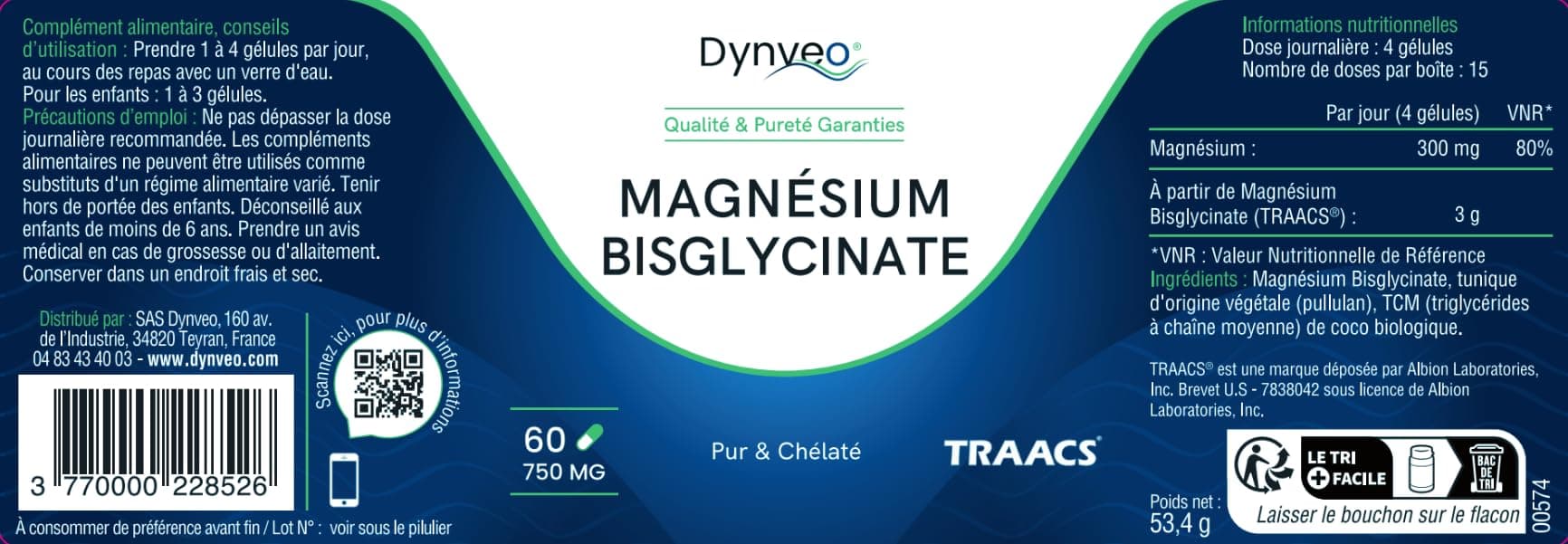 Dynveo Magnésium Bisglycinate Chélaté 100% Pur - 60 G – Bild 7