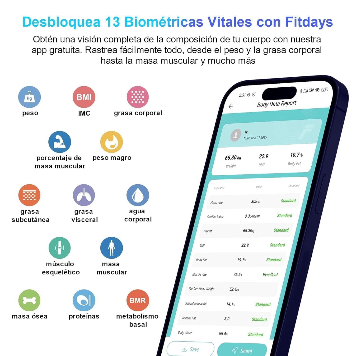 Healthkeep Bilancia Intelligente Impedenziometrica Bluetooth con App – Bild 2