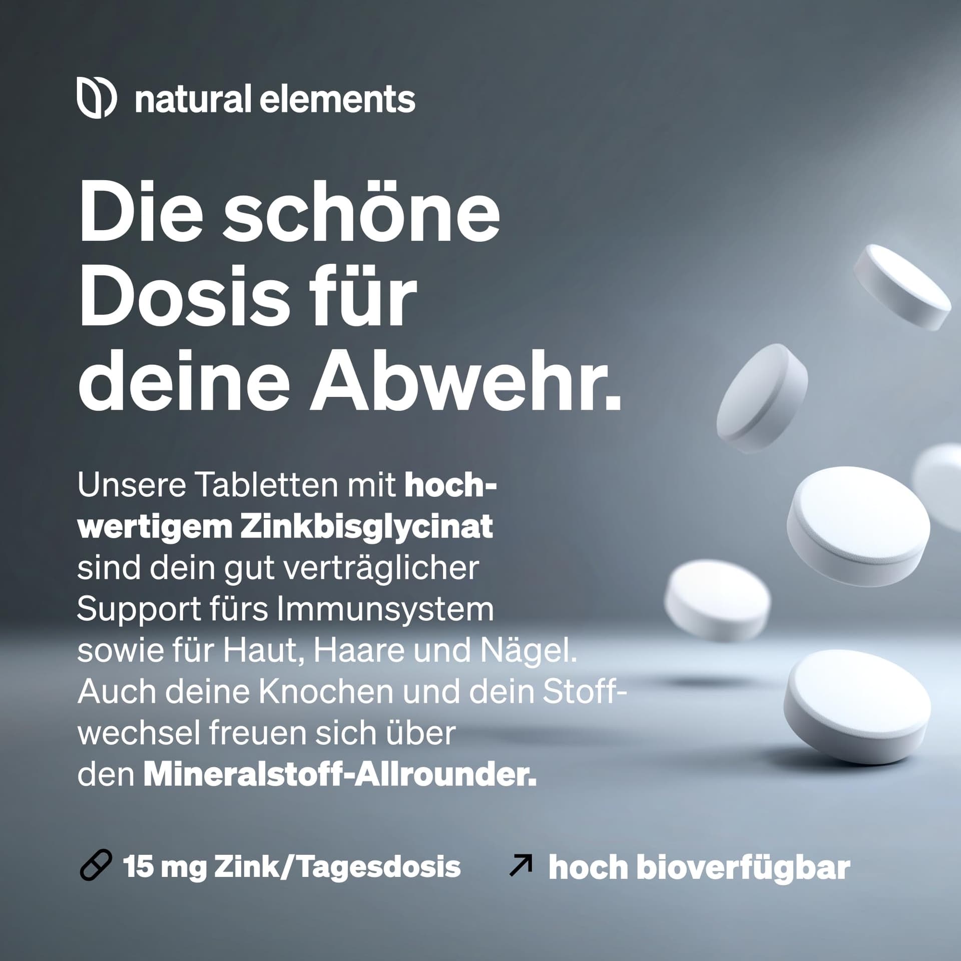 Natural Elements Zink 15mg – 365 Tabletten – Bild 3