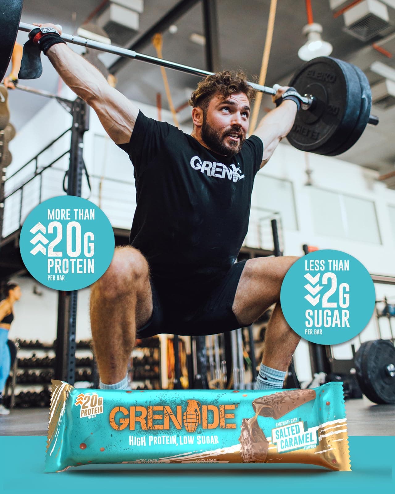 Grenade High Protein, Low Sugar Bar - Chocolate Chip Salted Caramel, 12 x 60 g – Bild 5