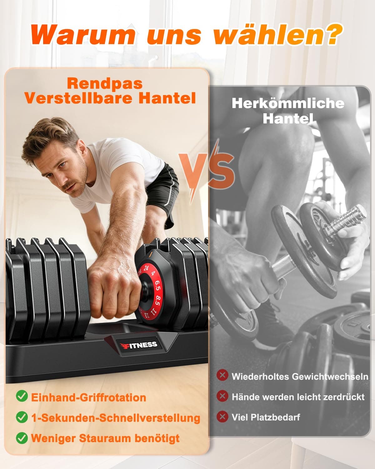 Rendpas Verstellbare Hanteln Set | 5 & 10 Gewichtsstufen | 2–24,5 KG – Bild 5