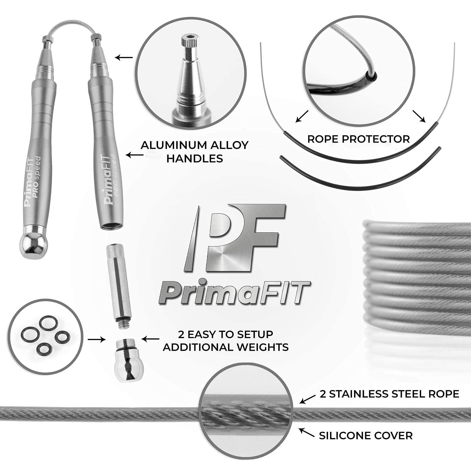 PrimaFit Springseil Erwachsene Fitness Pro Speed Jump Rope – Bild 4