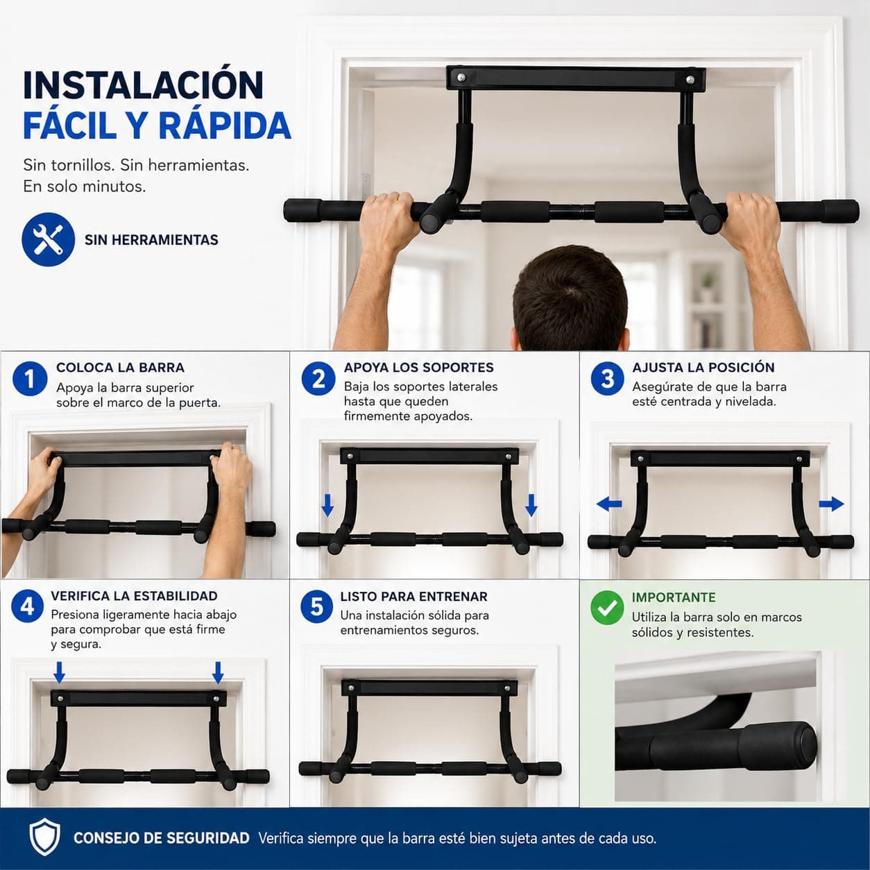 CABLEPELADO Barra dominadas para entrenamiento de fuerza – Bild 4