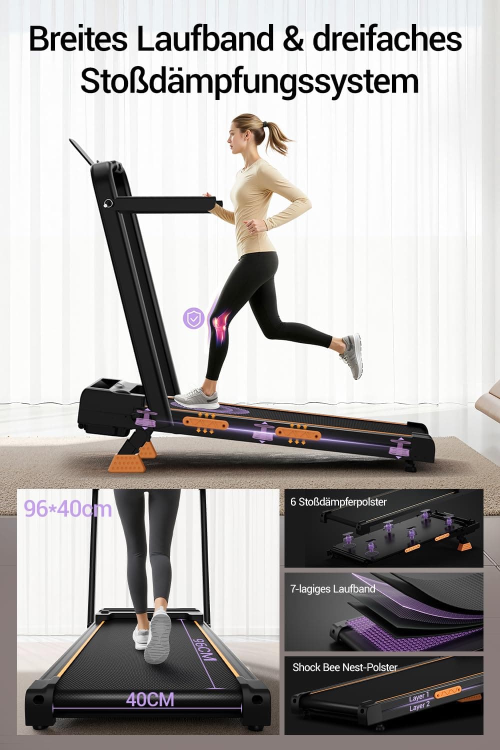 LONTEK Walking Pad Klappbar mit Steigung 10KM/H – Bild 6