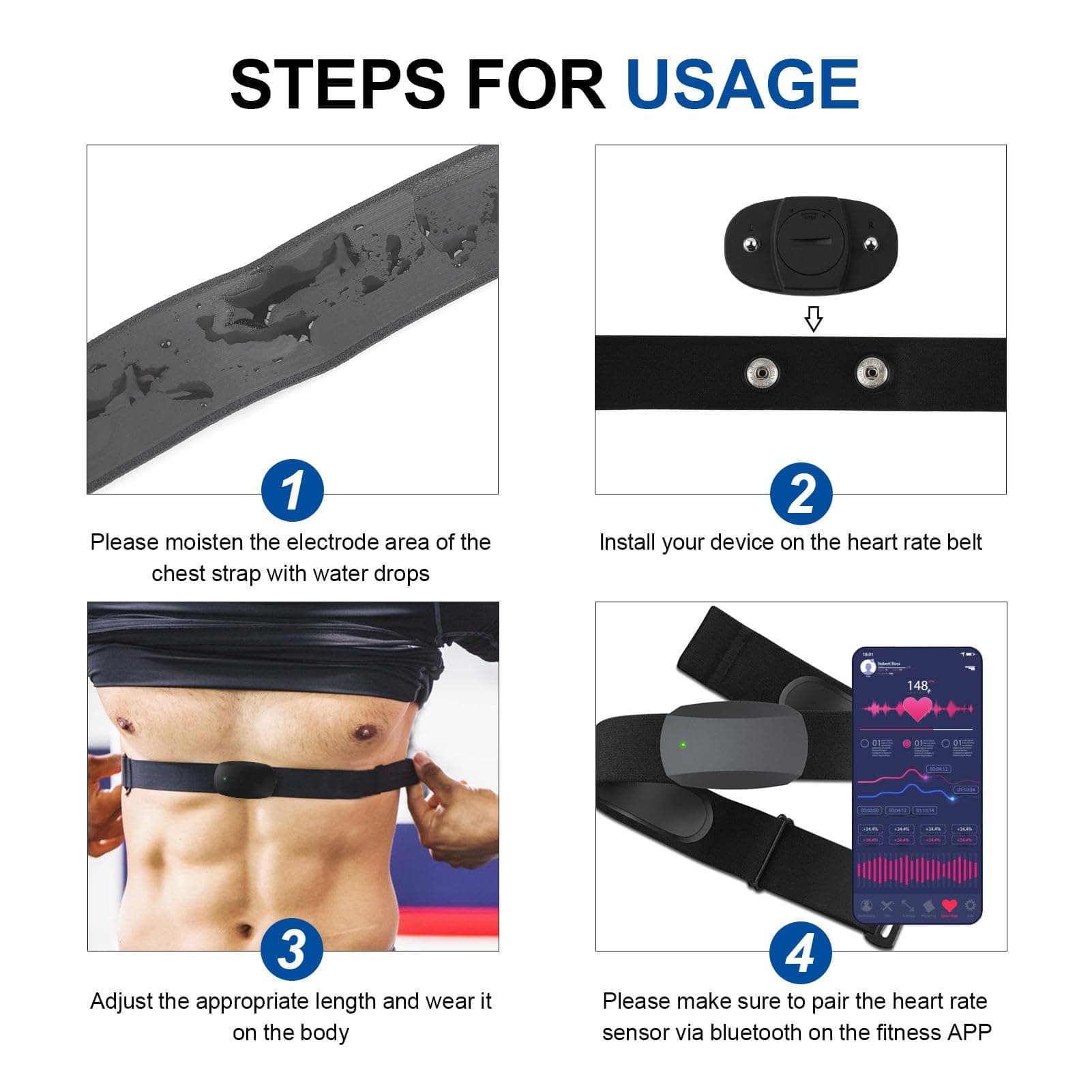 Lotbun Ceinture Cardio Réglable (70 cm à 105 cm) pour – Bild 3