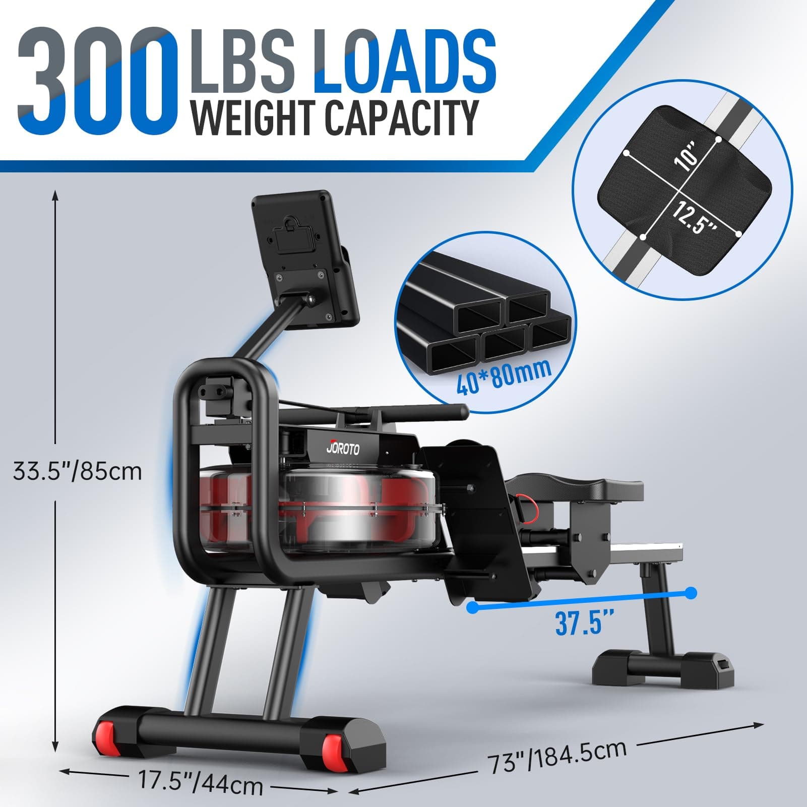 JOROTO Rudergerät für zuhause, Rudermaschine Klappbar mit Wasserwiderstand, 150kg – Bild 2