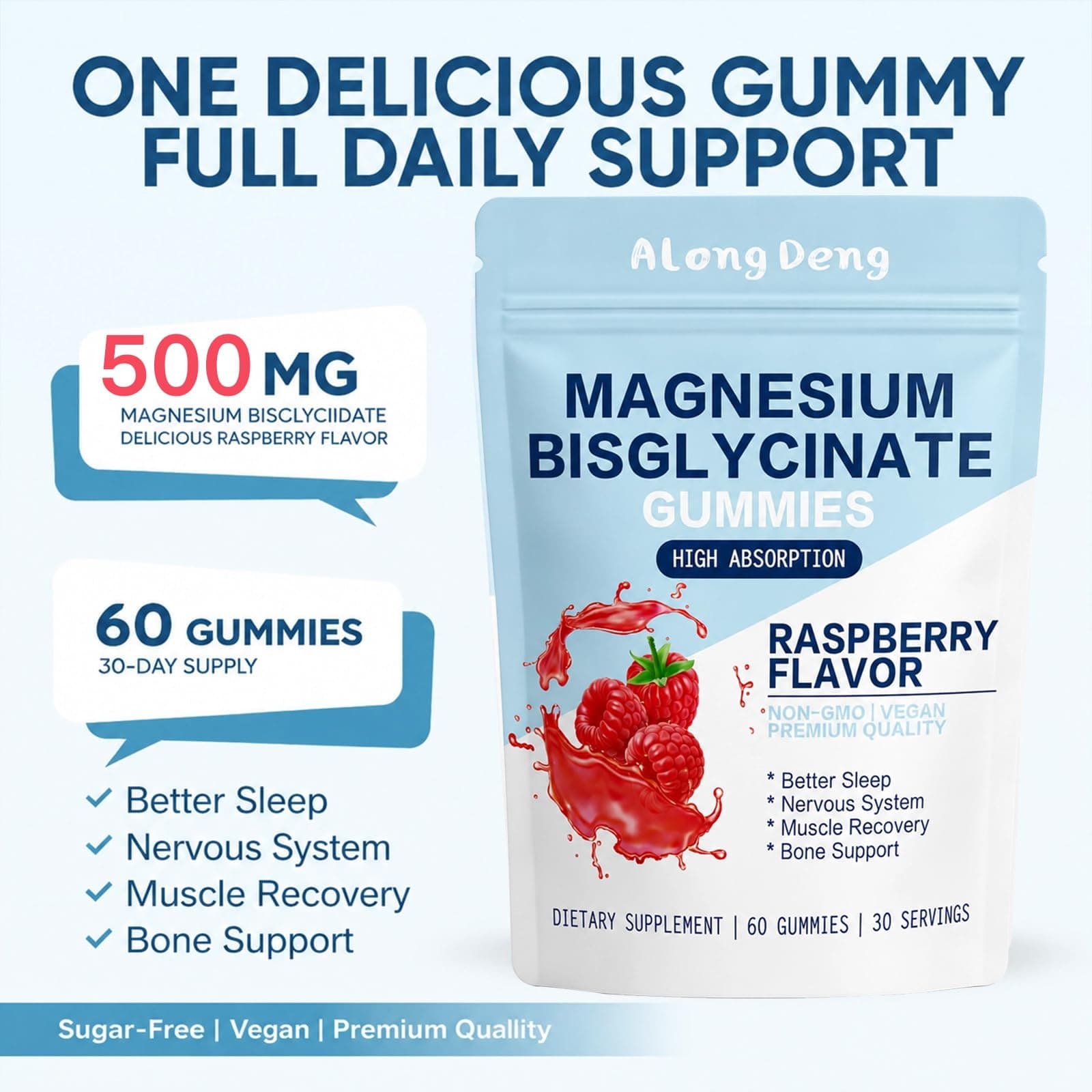 ALongDeng Magnesium Bisglycinate Gummies, with 500mg – Bild 2