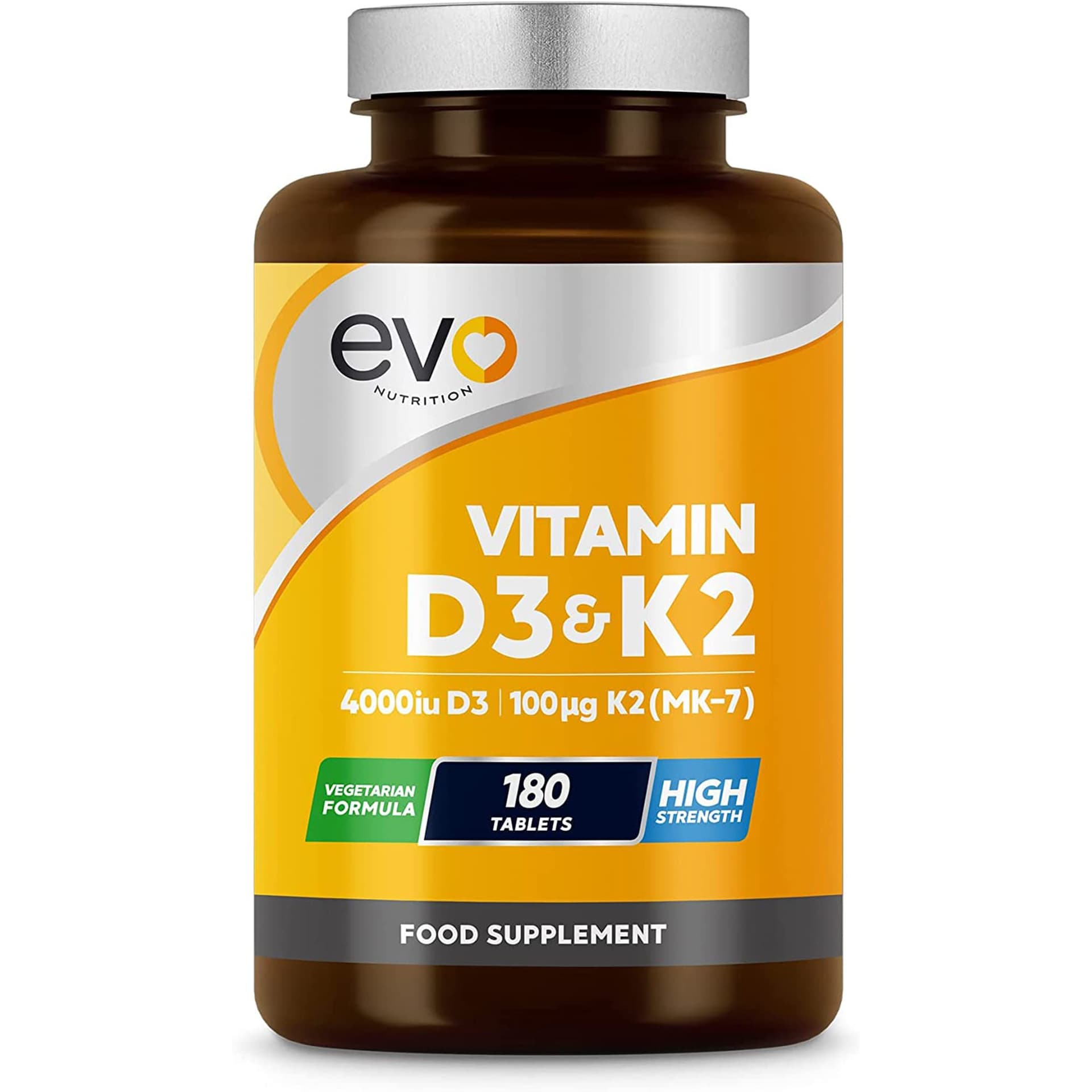 EVO NUTRITION Vitamin D3 4000iu & Vitamin K2 100ug (MK7) |180 D K