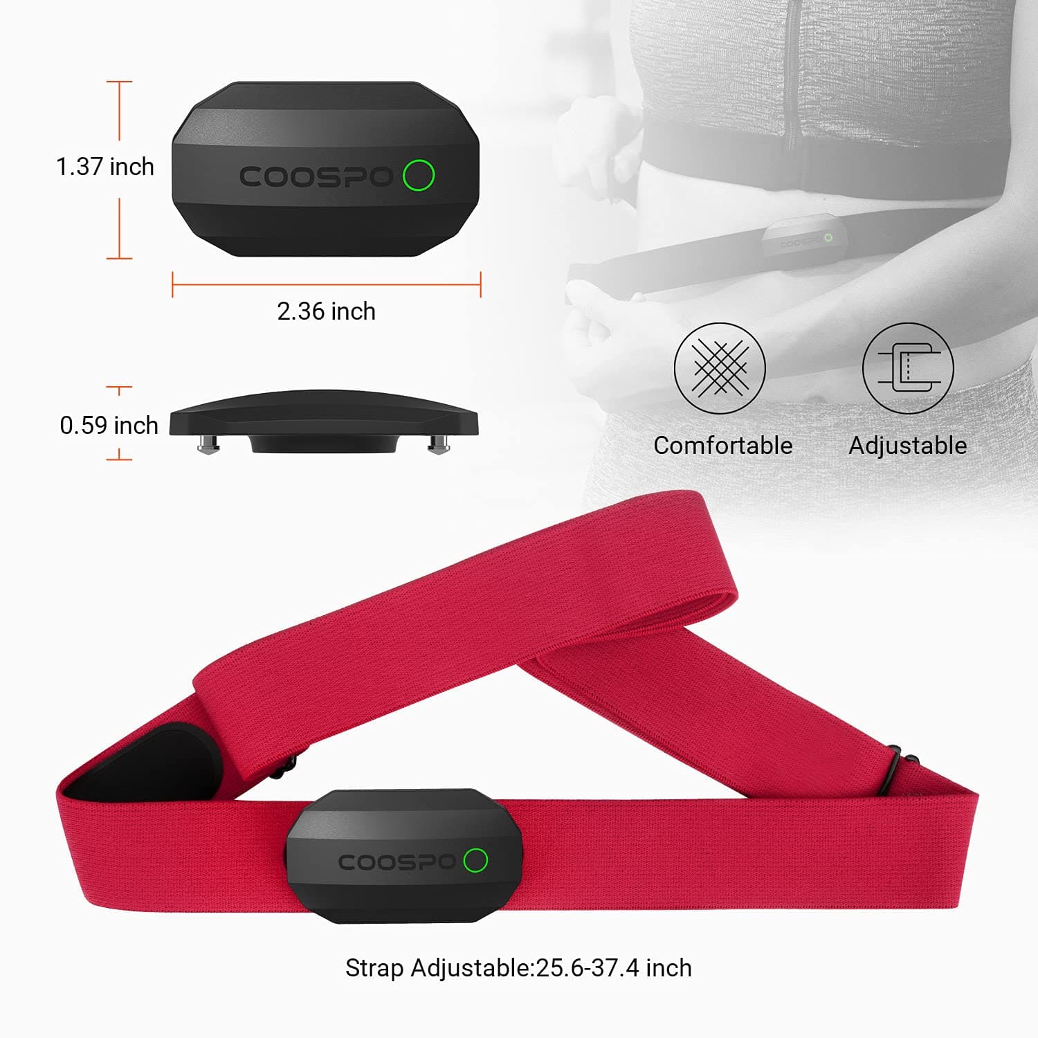 CooSpo Heart Rate Monitor Chest Strap,Bluetooth ANT+ Chest – Bild 6