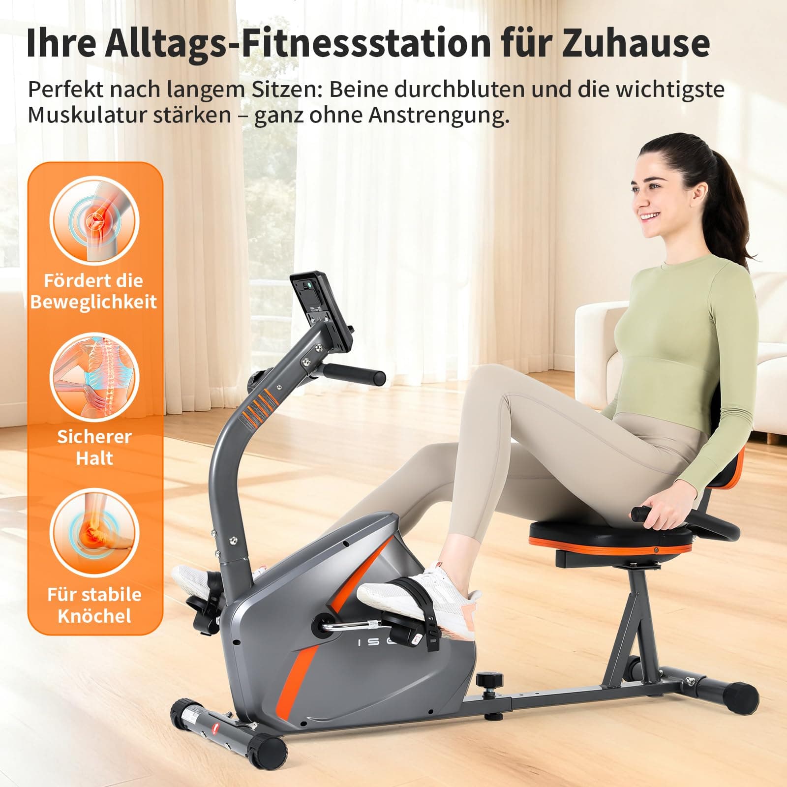 ISE Liegeergometer für Zuhause mit 8 verstellbaren – Bild 6