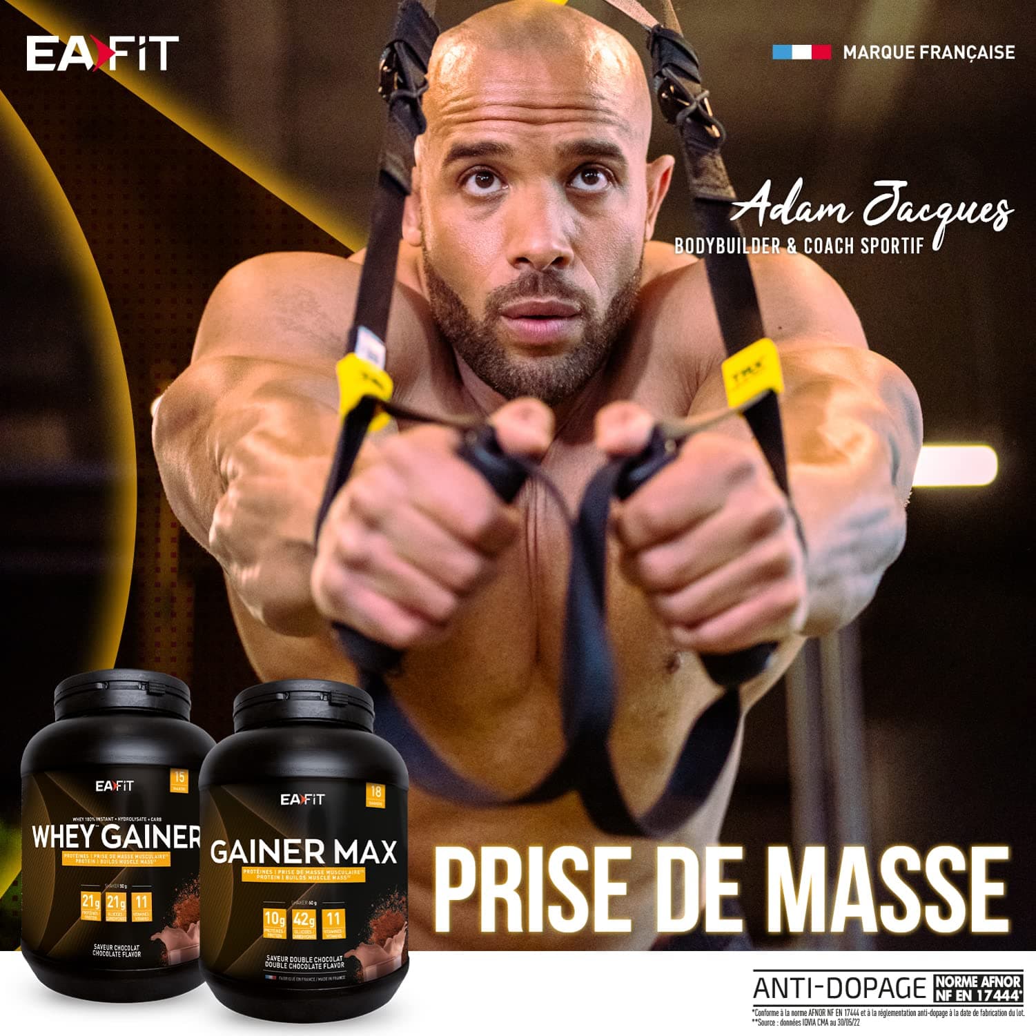 Eafit WHEY GAINER - EAFIT - Prise de masse musculaire et apport calorique - 22g – Bild 2