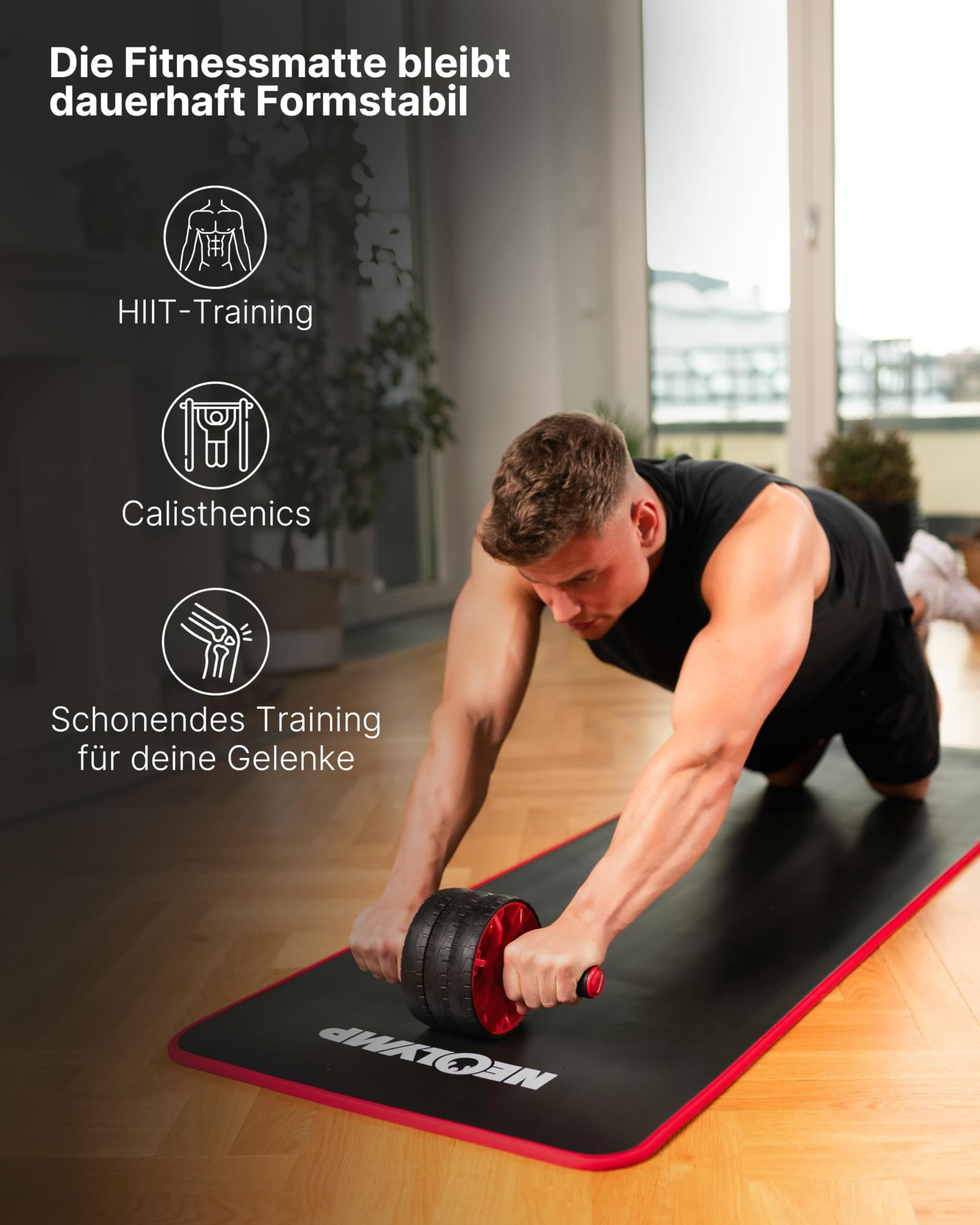 NEOLYMP extra dicke Fitnessmatte rutschfest inkl. Tragegurt – Bild 4