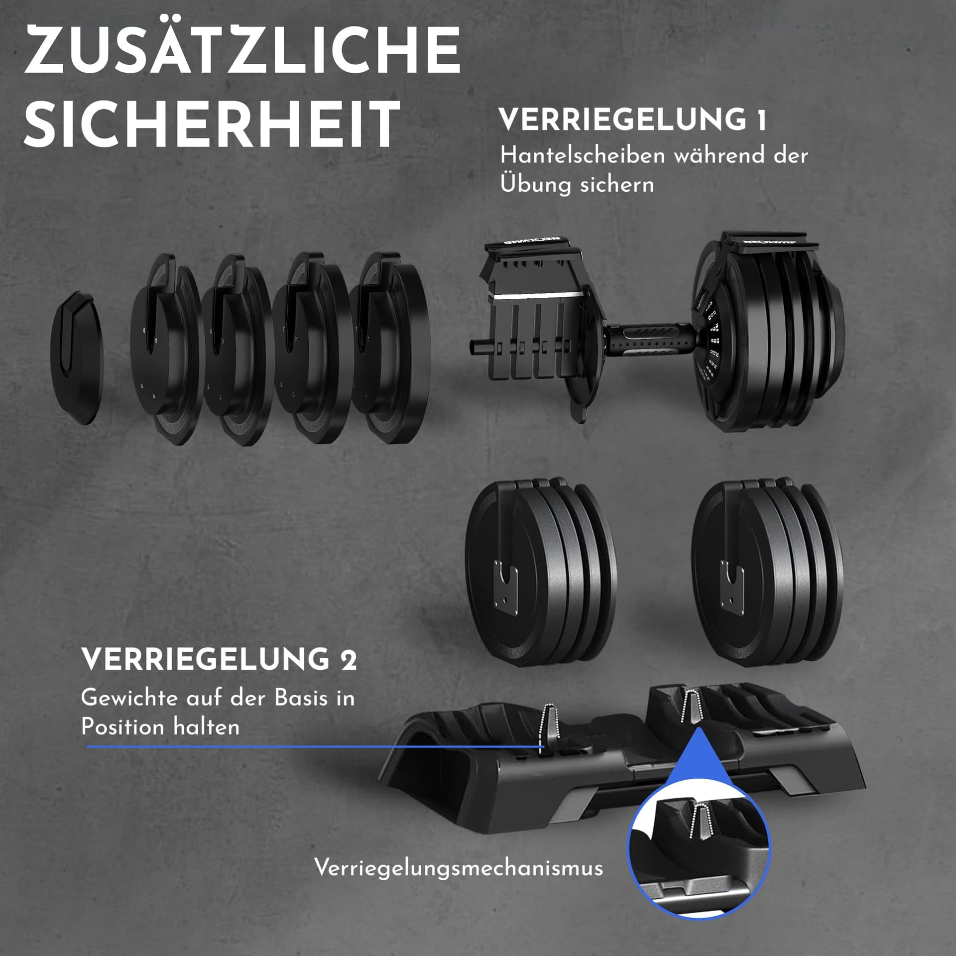 NEOLYMP 2er Set Kurzhantel verstellbar (2-24 kg – Bild 7