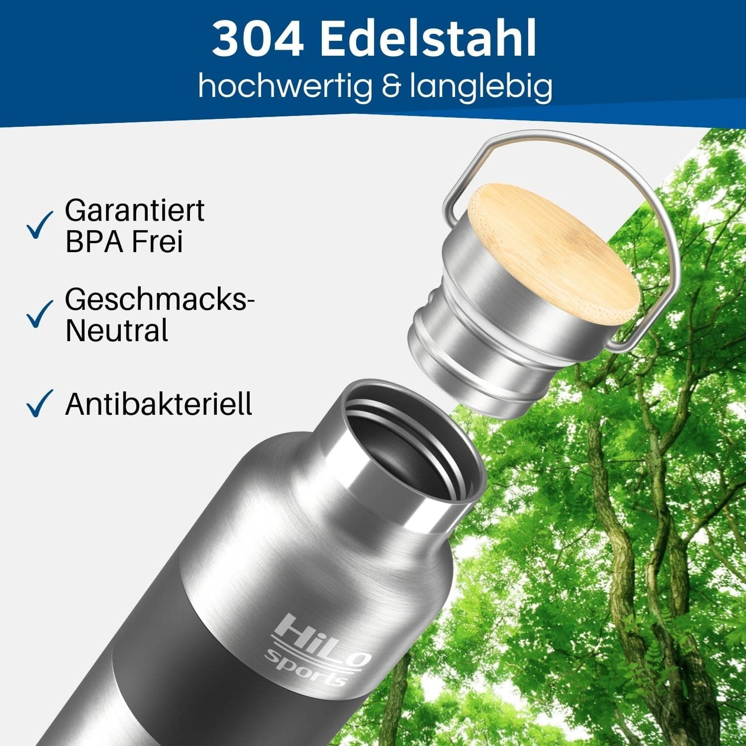 HiLo sports isolierte Trinkflasche Fahrrad Edelstahl 600ml – Bild 6