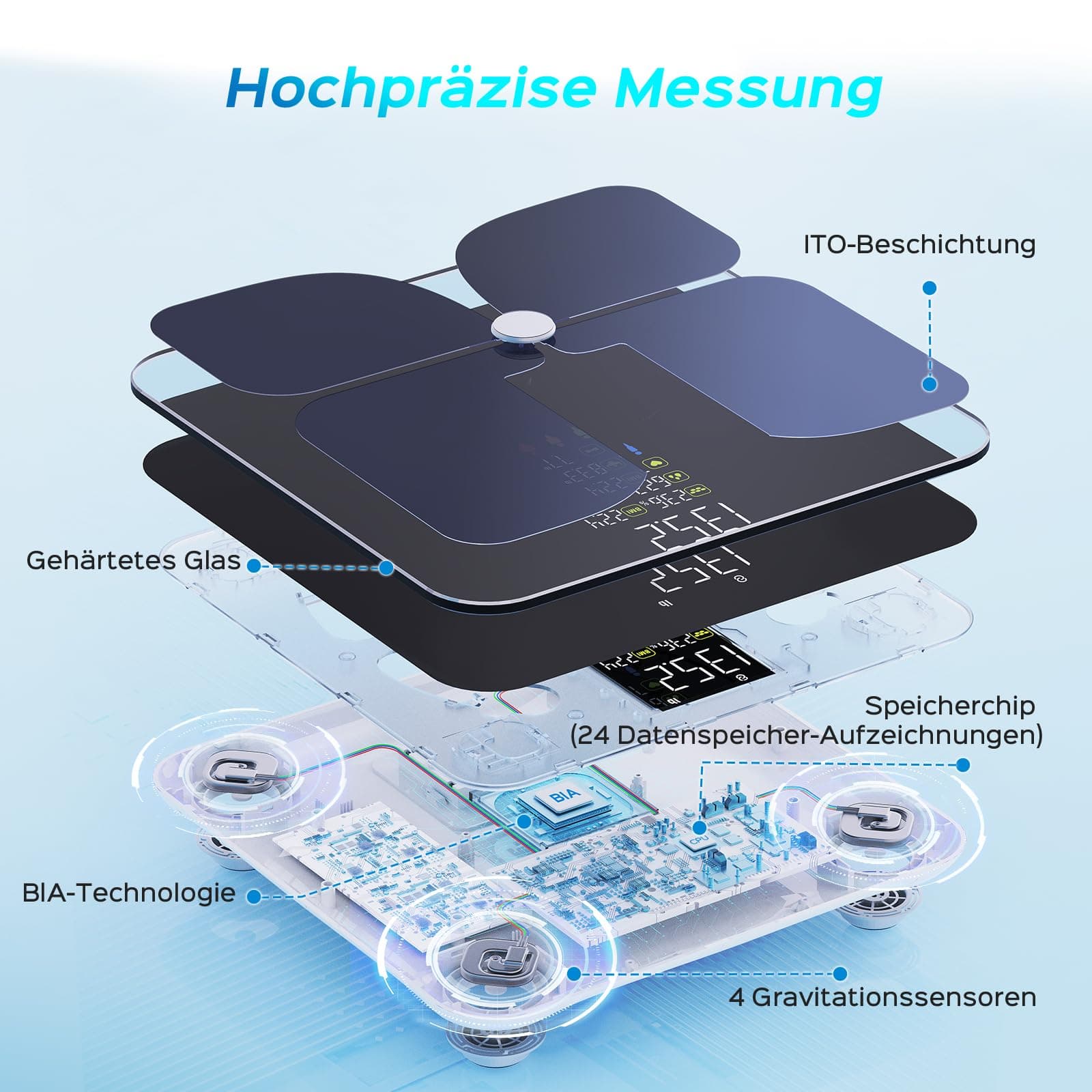 Lepulse Bilancia Pesapersone Digitale con App Bluetooth – Bild 4