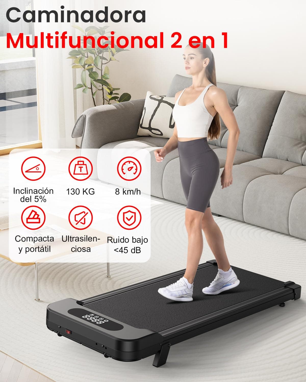 HOMEFITNESSCODE Cinta de Correr y Andar 3 en 1 con – Bild 2