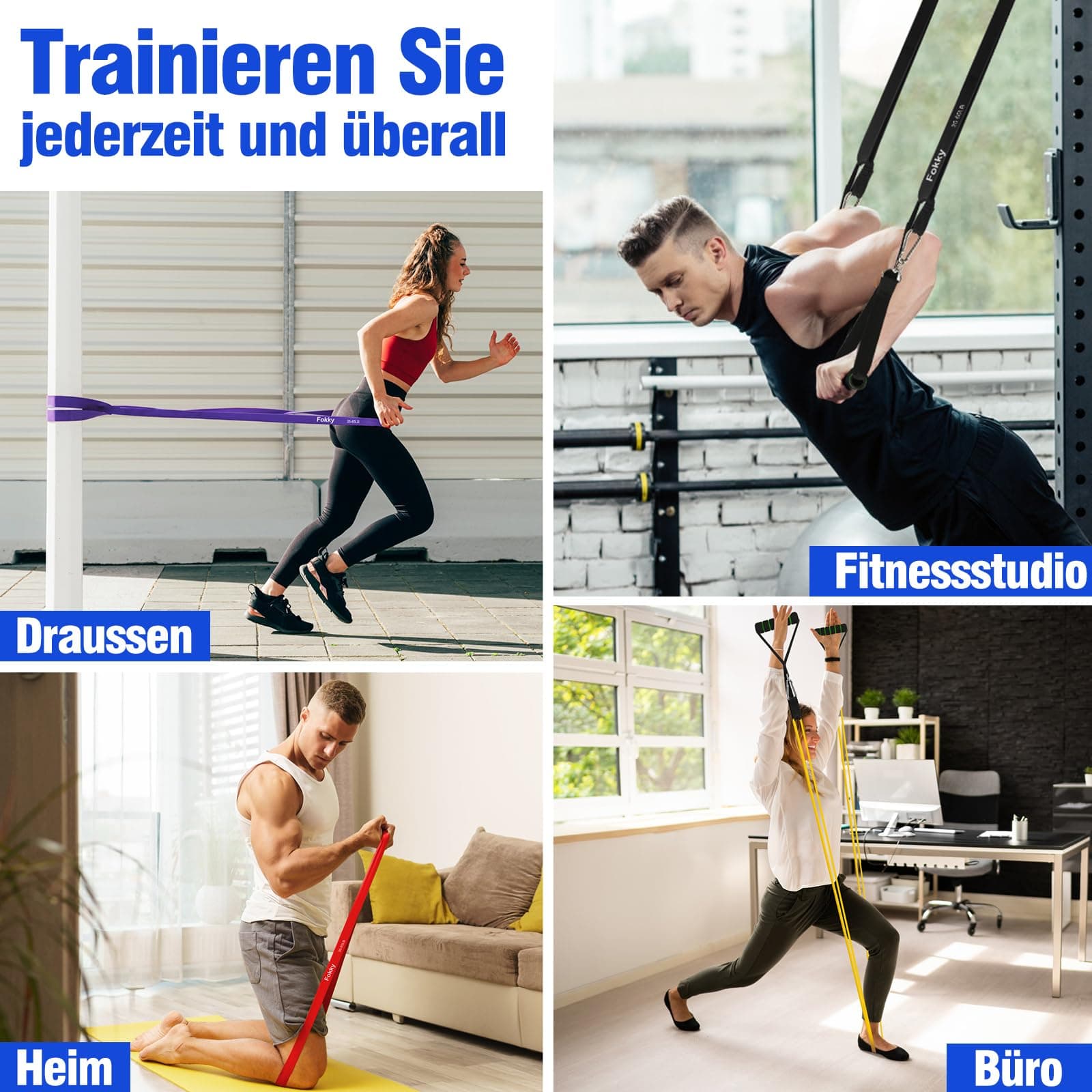 Fokky Fitnessbänder Resistance Bands Set mit 4 Stufen – Bild 6
