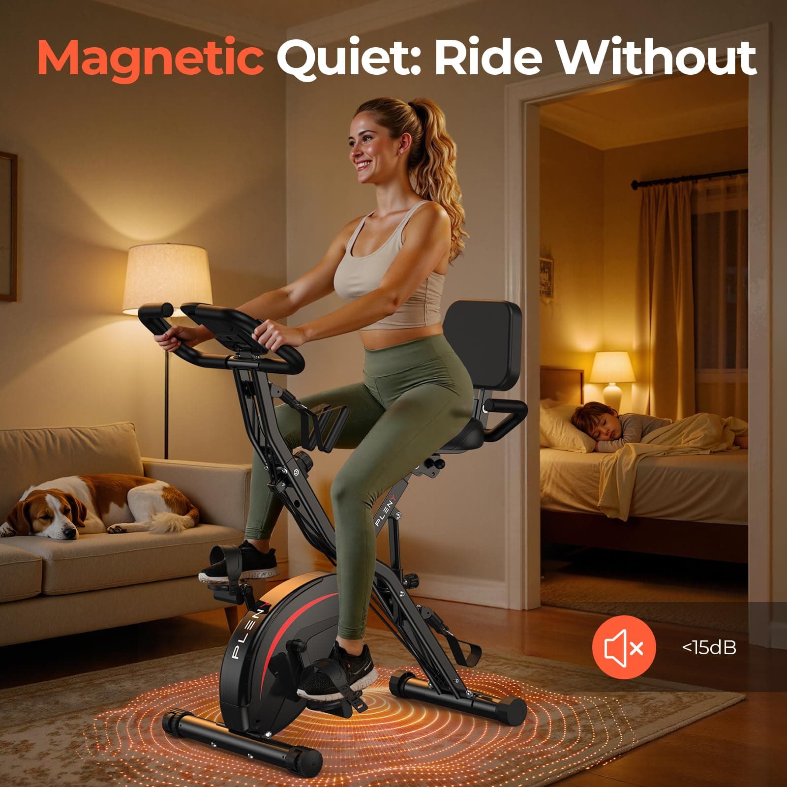 PLENY Folding Exercise Bike, 5 IN 1 Stationary Bikes for Home 6.6 LBS – Bild 5