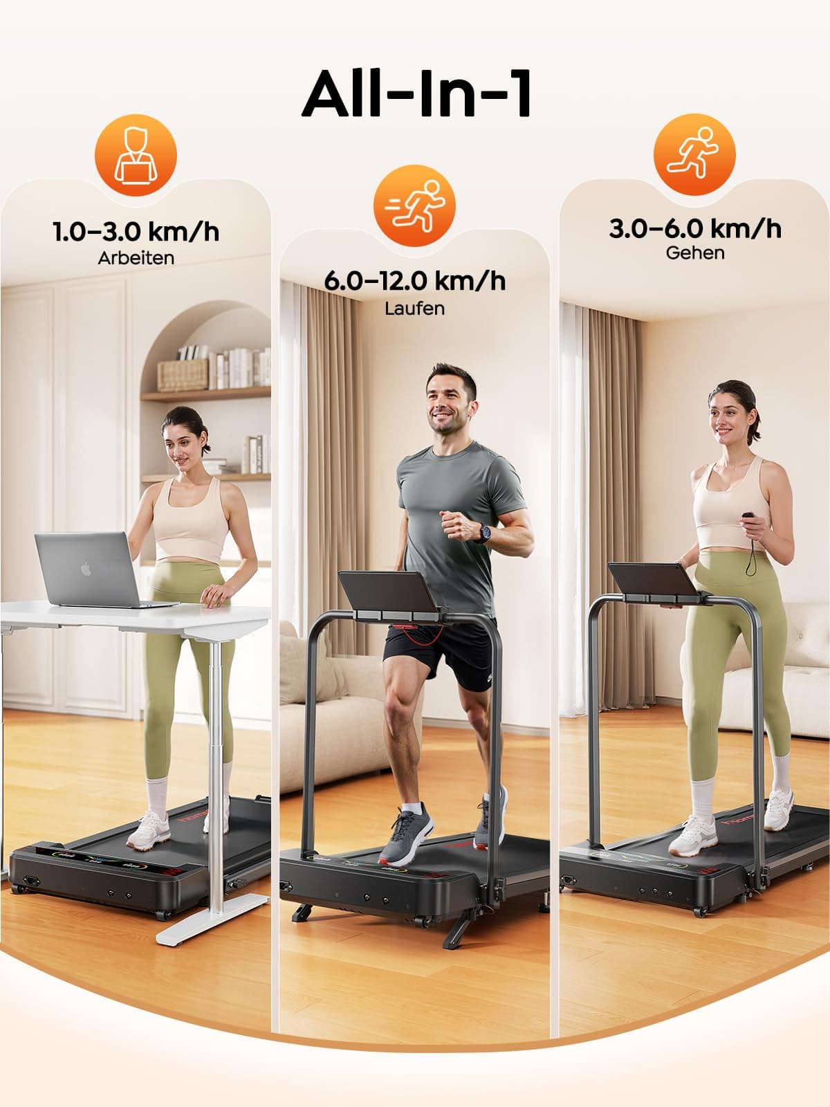 HomeTro Klappbares Laufband mit Steigung für Zuhause & Büro – Bild 3