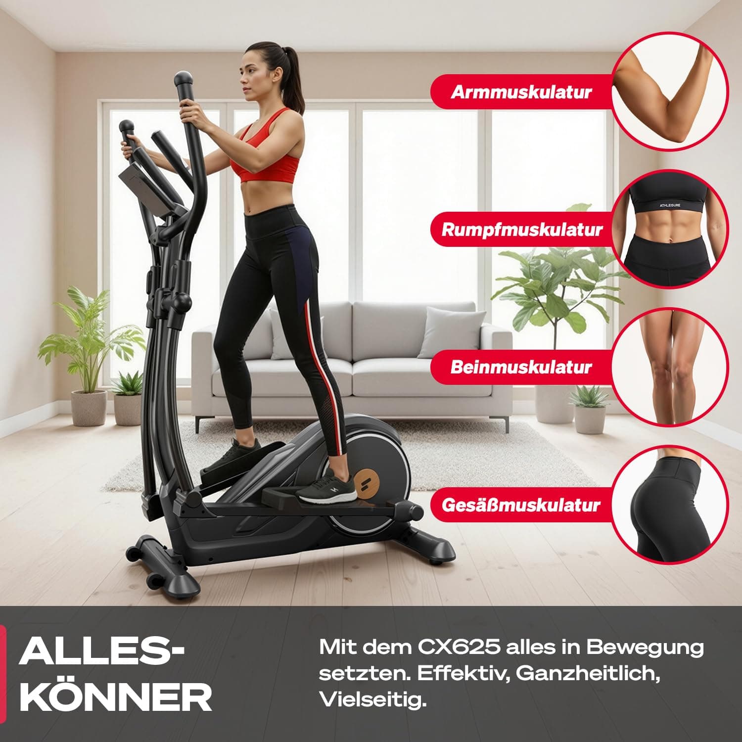 Sportstech CX625 Crosstrainer für Zuhause, Ellipsentrainer mit 32 Widerstandsstufen, 15 kg – Bild 5