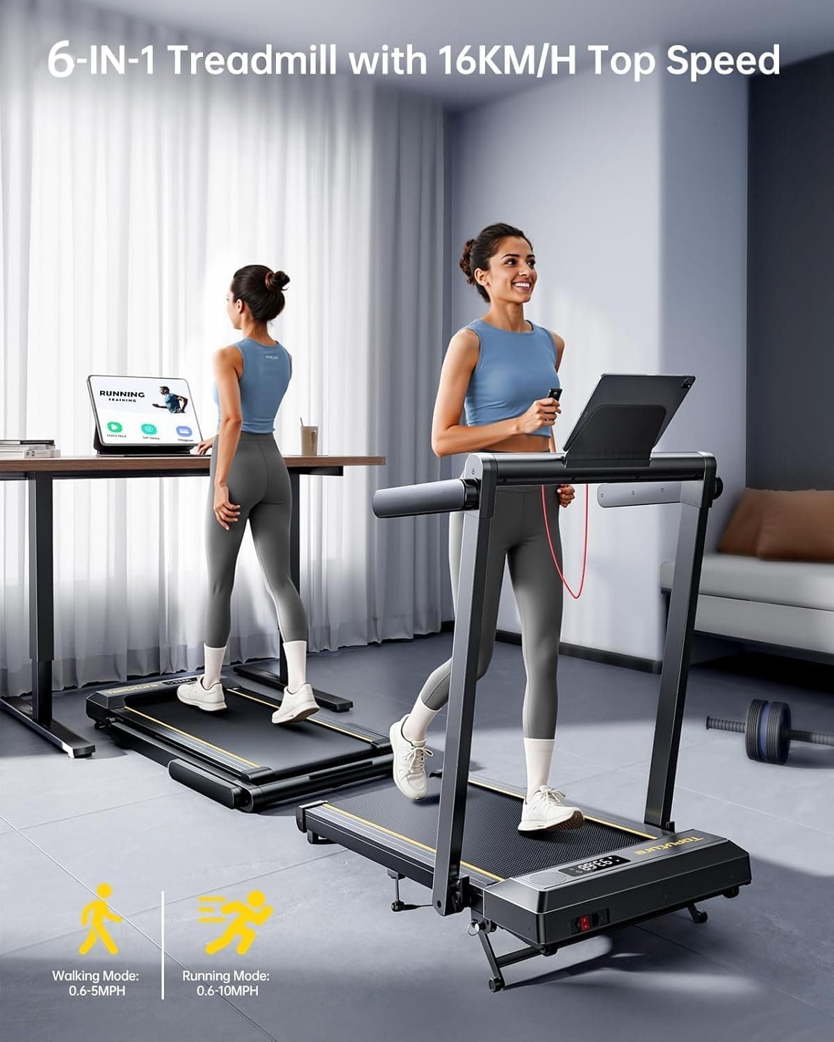 Toputure Folding Treadmill with 12% Incline – Bild 2