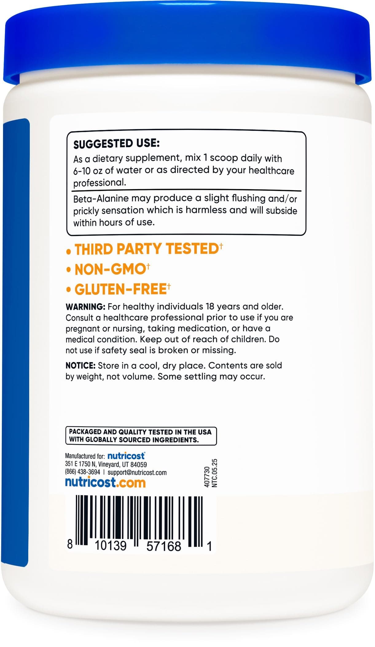 Nutricost Beta Alanine Powder 500 Grams (1.1lbs – Bild 4