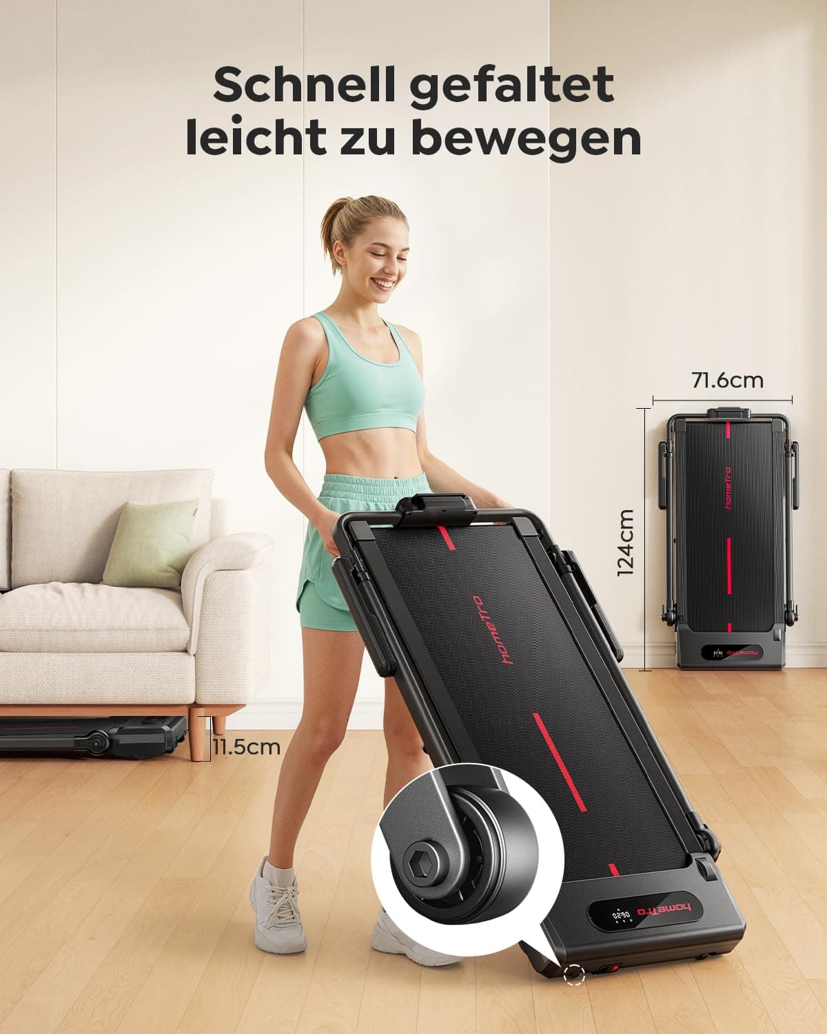 HomeTro Laufband für Zuhause Klappbar mit 7% Steigung – Bild 8