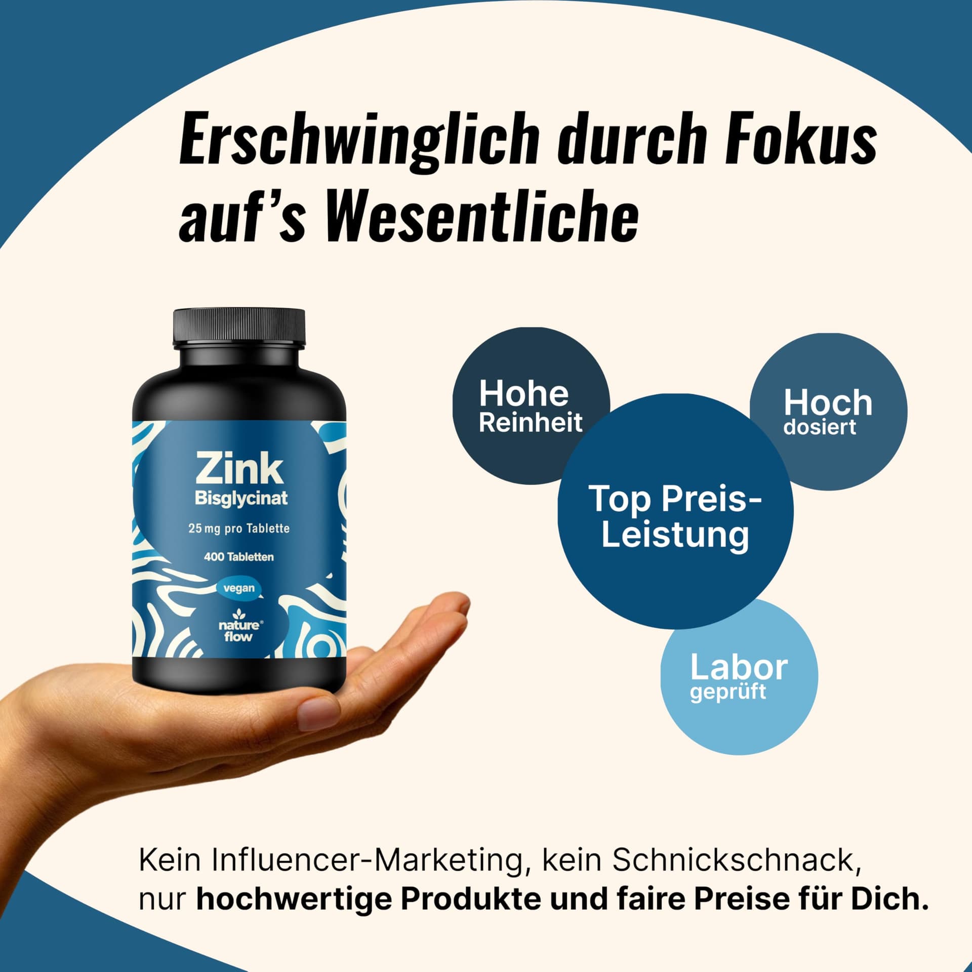 Nature Flow Zink Tabletten hochdosiert 25mg - 400 Tabletten – Bild 4