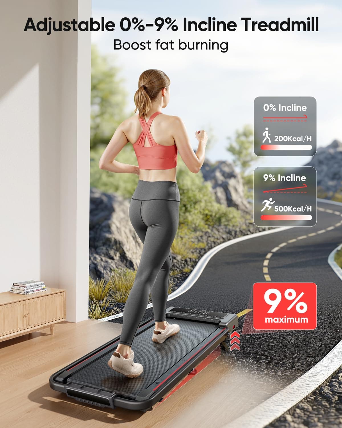Toputure Folding treadmill with 9% Incline – Bild 2