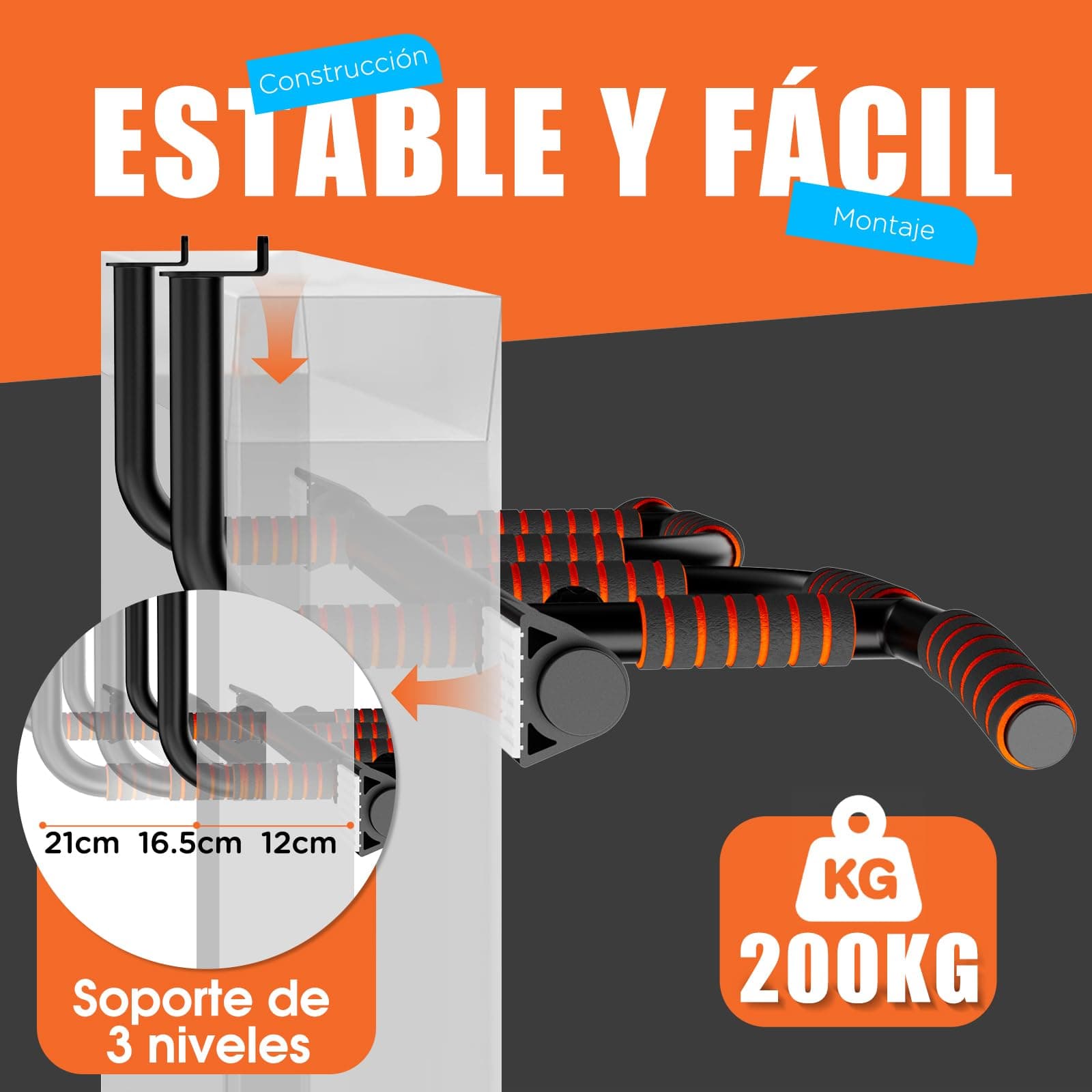 DH FitLife Barra per Trazioni da Porta senza Viti – Bild 3