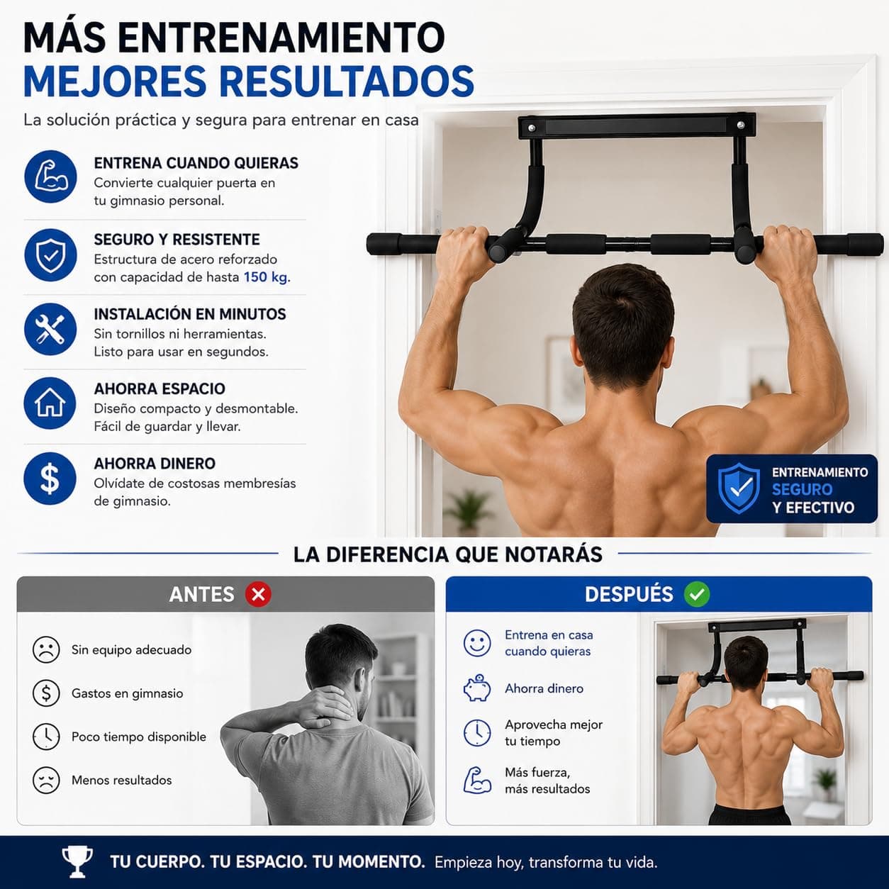 CABLEPELADO Barra dominadas para entrenamiento de fuerza – Bild 7