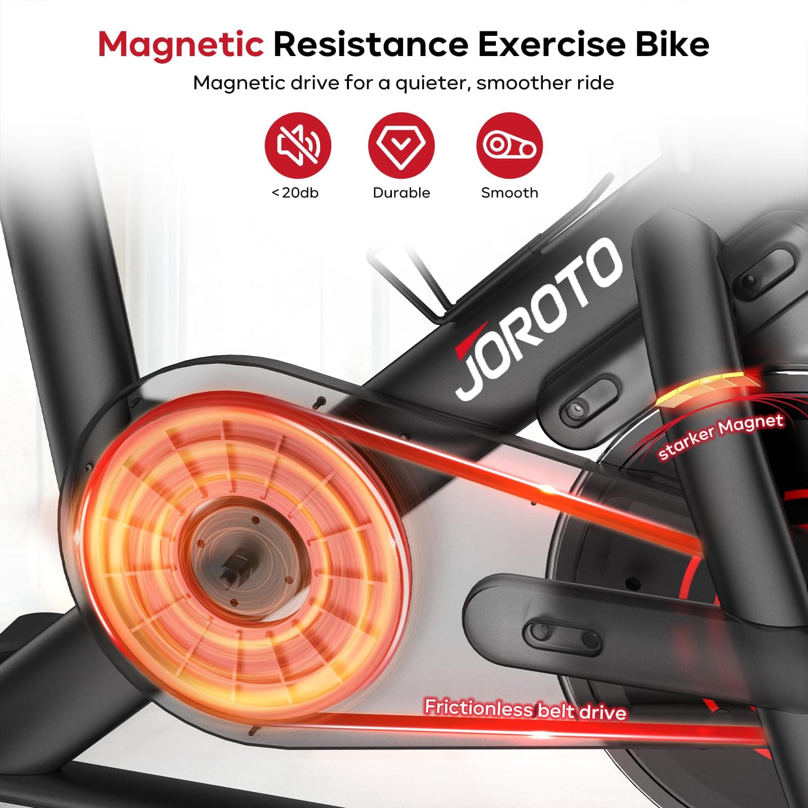 JOROTO Heimtrainer Fahrrad mit App & Bluetooth – Bild 4