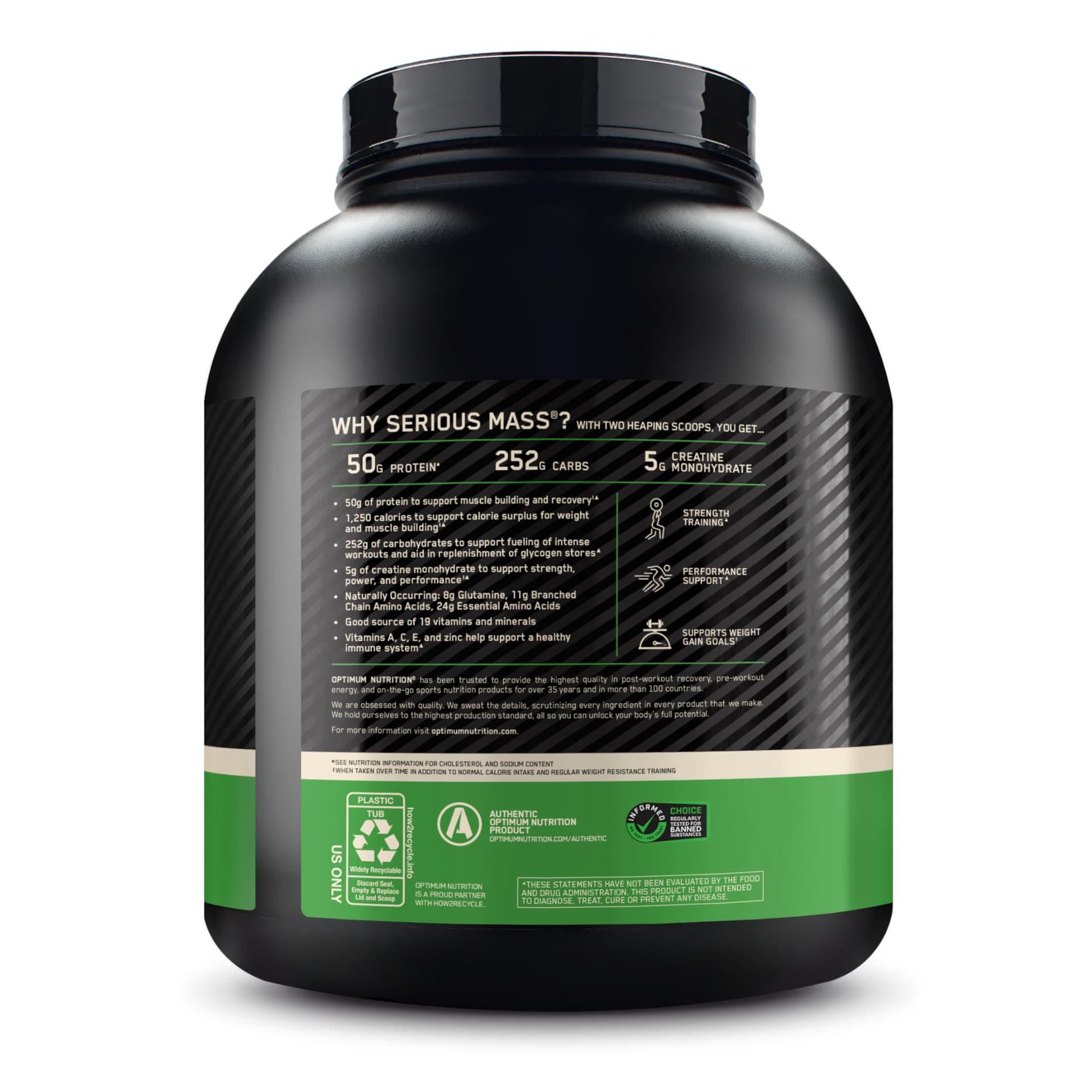 Optimum Nutrition Serious Mass Weight Gainer Pulver, Geschmack Banane, 2.73kg – Bild 8