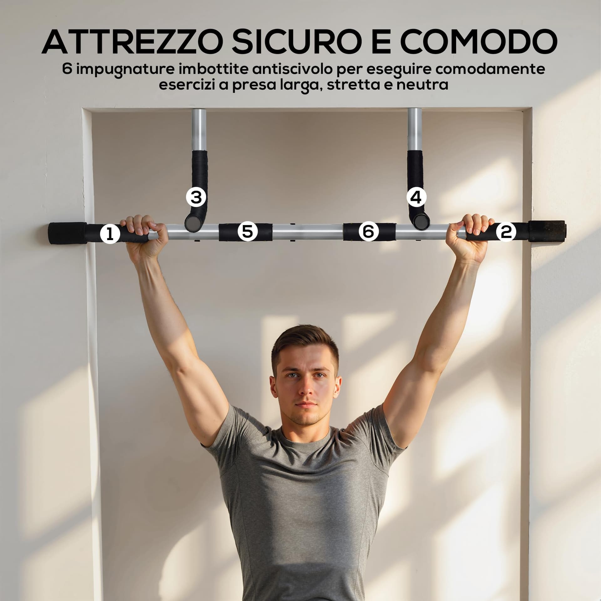 HOMCOM Barra per Trazioni a Pressione per Porta – Bild 5