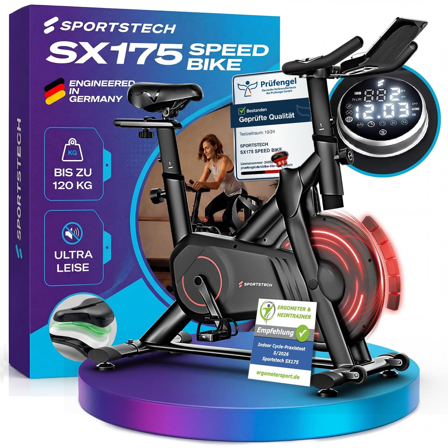 Sportstech Heimtrainer Fahrrad Ergometer SX175