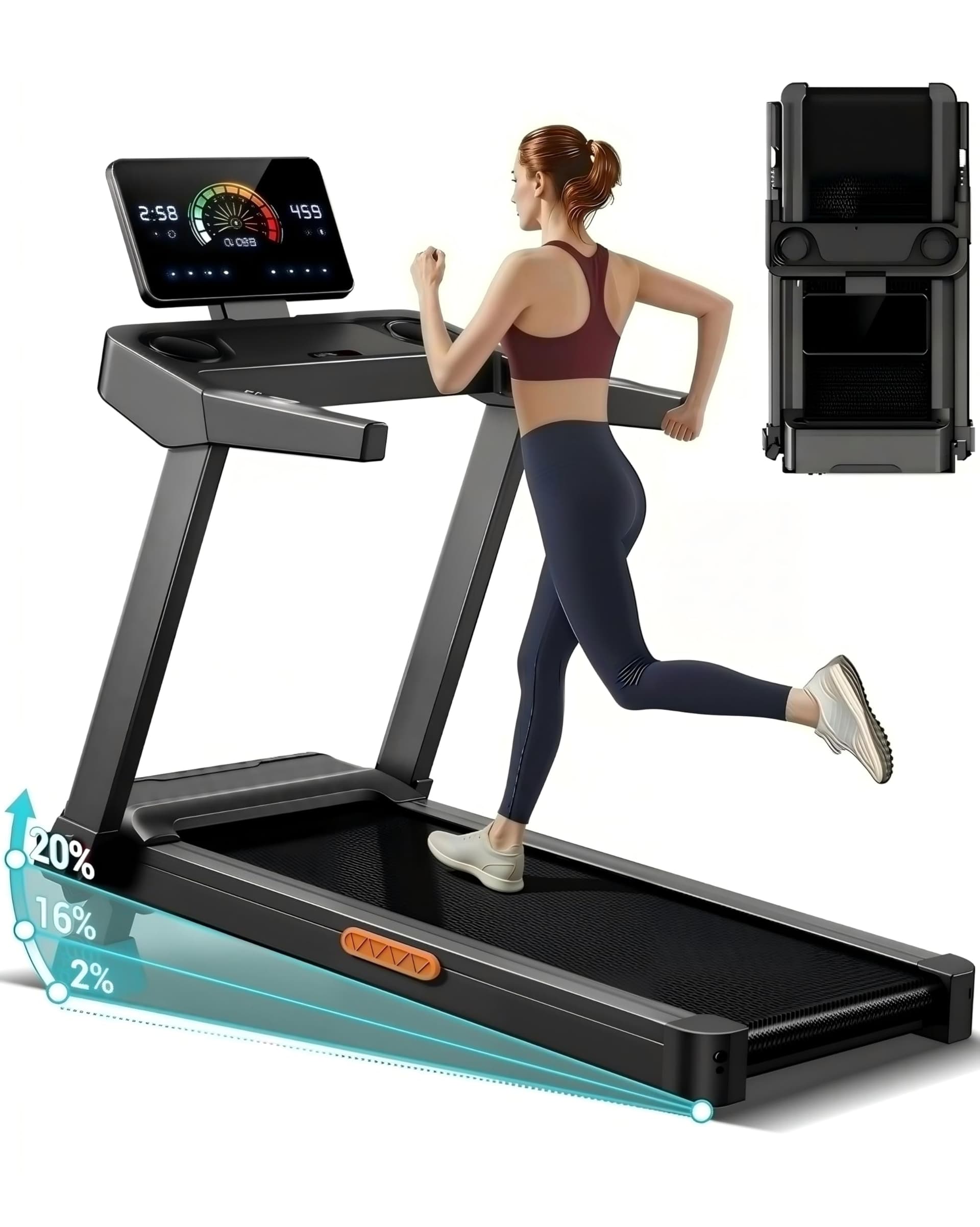 CURSOR FITNESS CURSOR FITNESS Foldable Treadmill for Home with 20% Incline