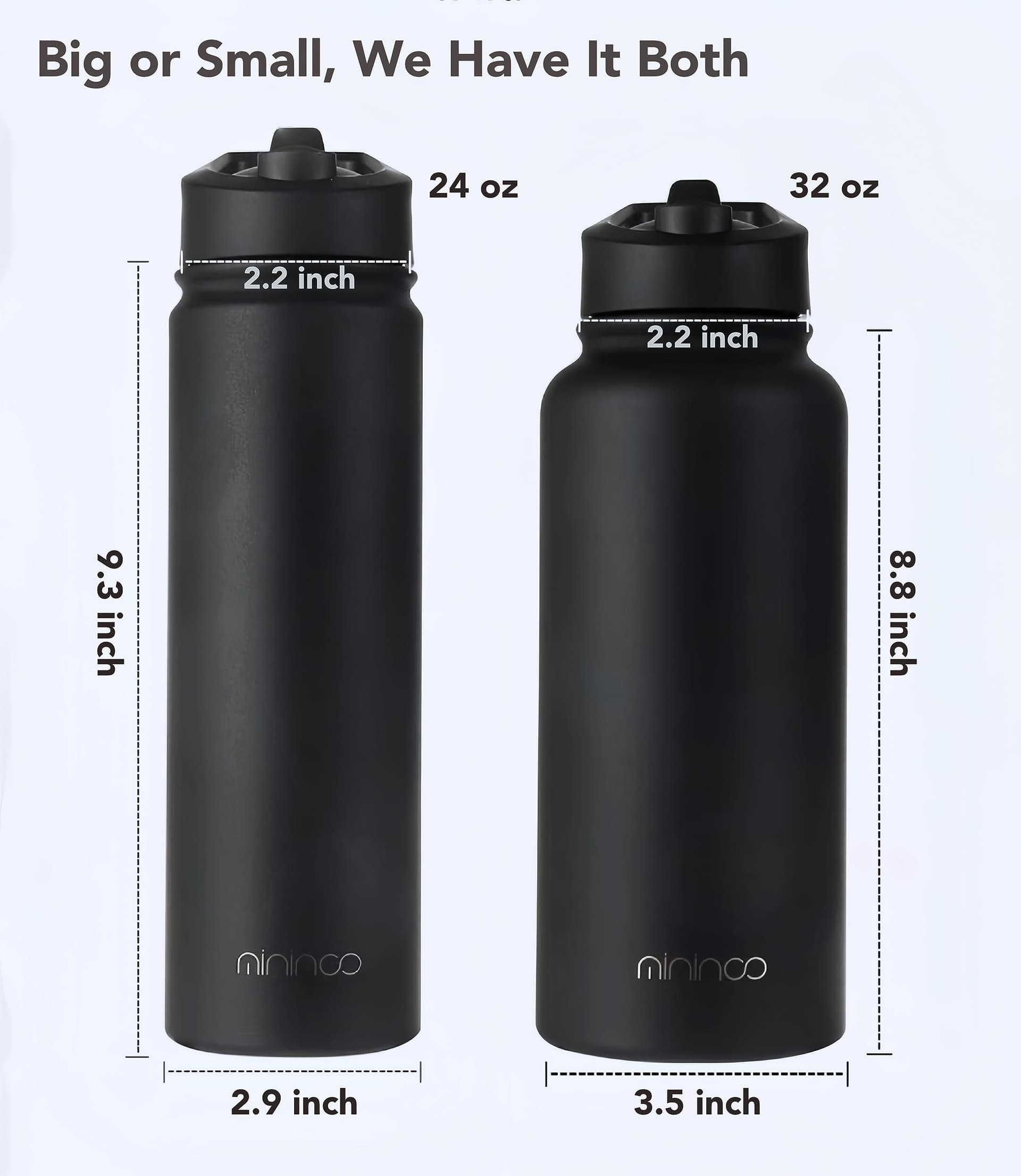 mininoo Insulated Stainless Steel Water Bottle with Straw and Lid for Sports, 24 oz – Bild 3