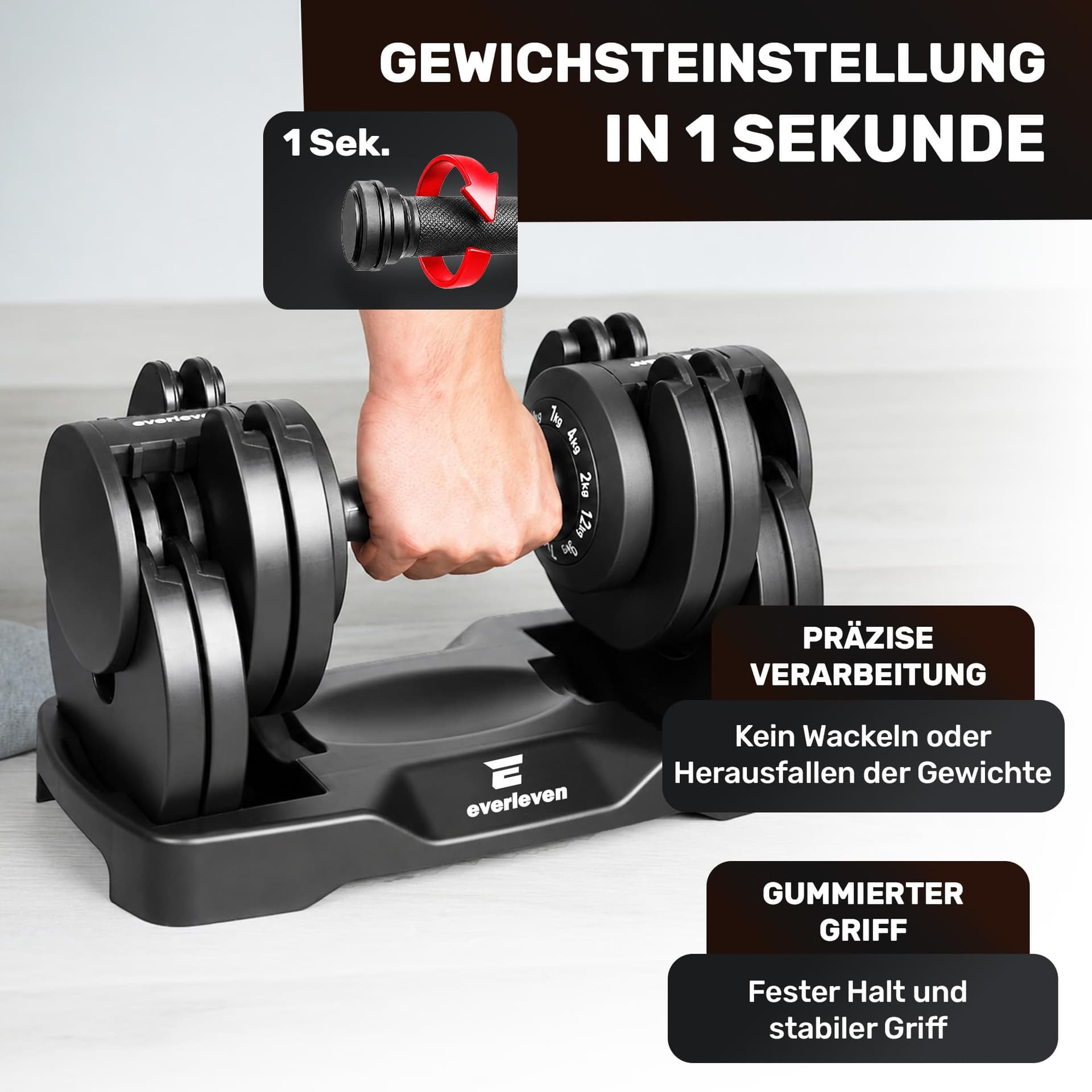 Verstellbare Kurzhantel Set 2x12kg – Bild 3