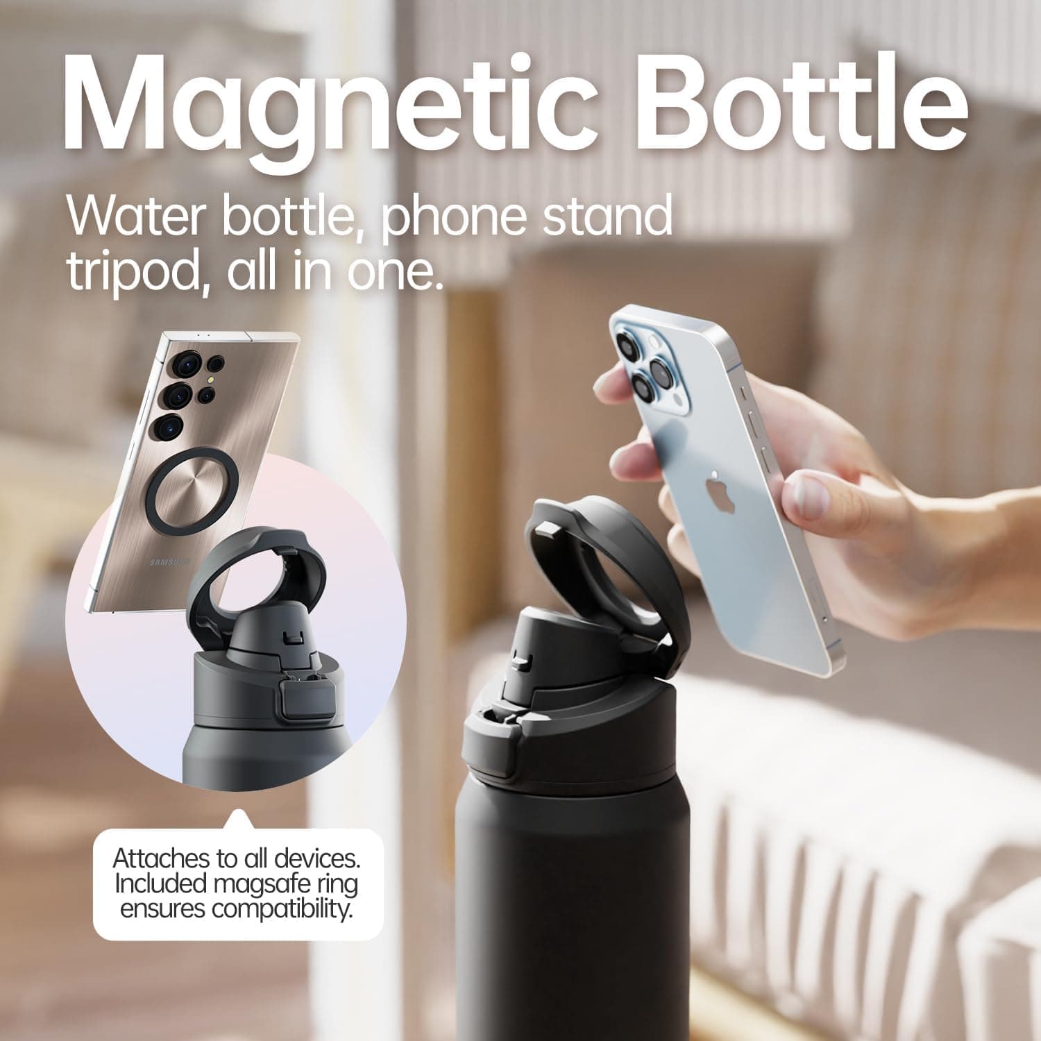 magcheer Trinkflasche mit Handyhalterung 750ml – Bild 3