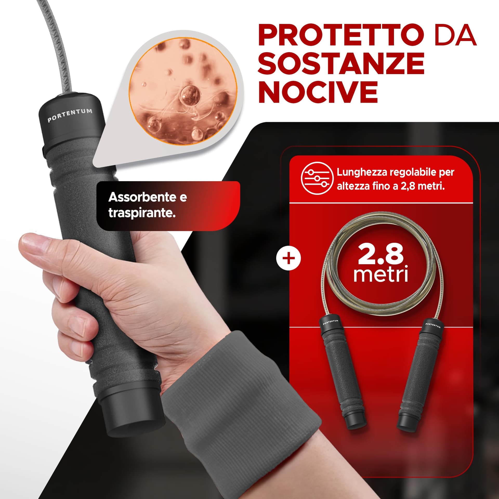 PORTENTUM Corda per Saltare Professionale Speed Corda – Bild 6
