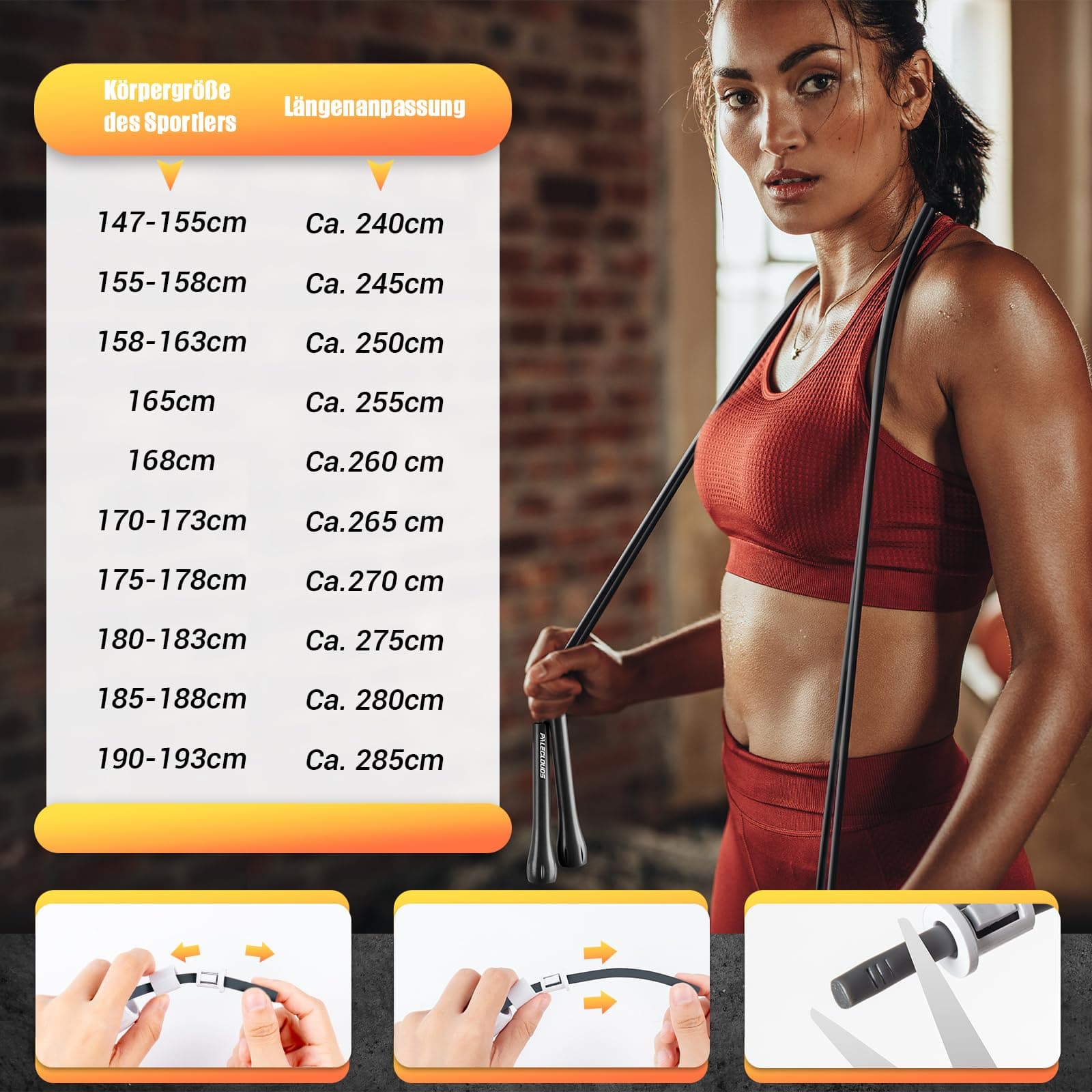 Paleclouds Springseil Verstellbares für Speed Skipping – Bild 7