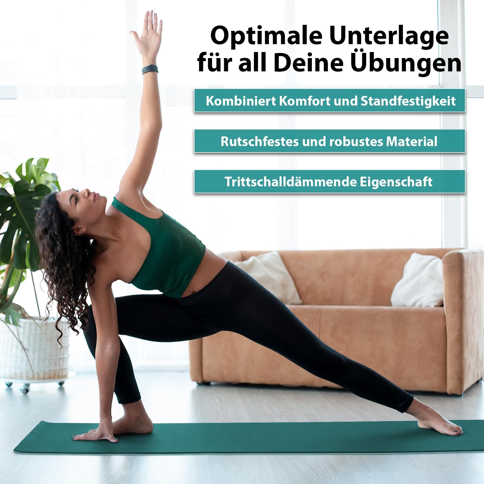 ALPIDEX Yogamatte rutschfest 190 x 61 x 0.6 cm – Bild 6