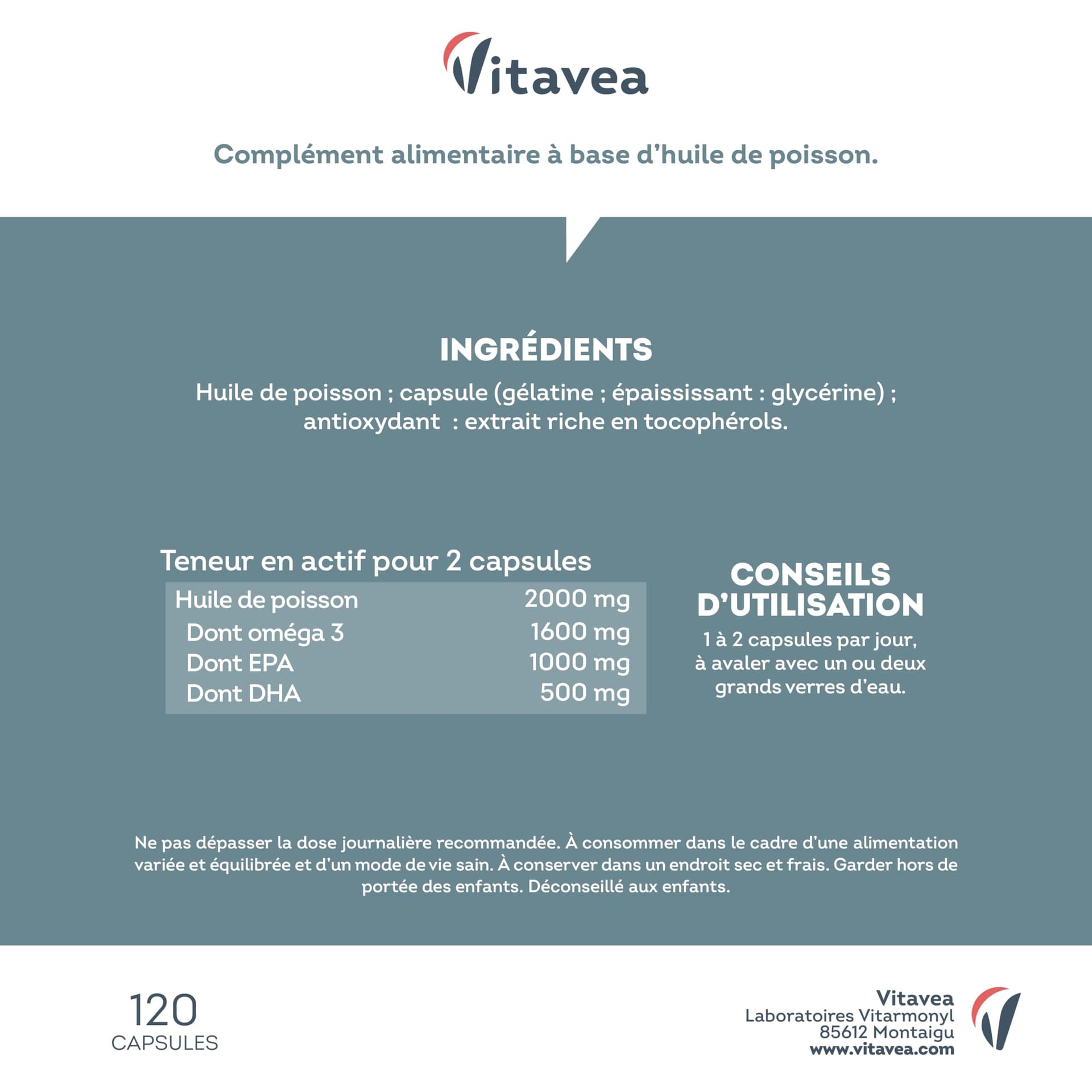 Vitavea Omega 3 Huile de Poissons Sauvages 2 000mg – Bild 7