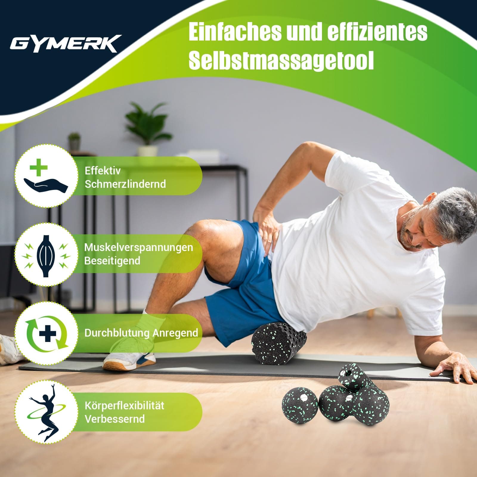 Faszienrolle Set mit 3D-Texturmassage – Bild 2