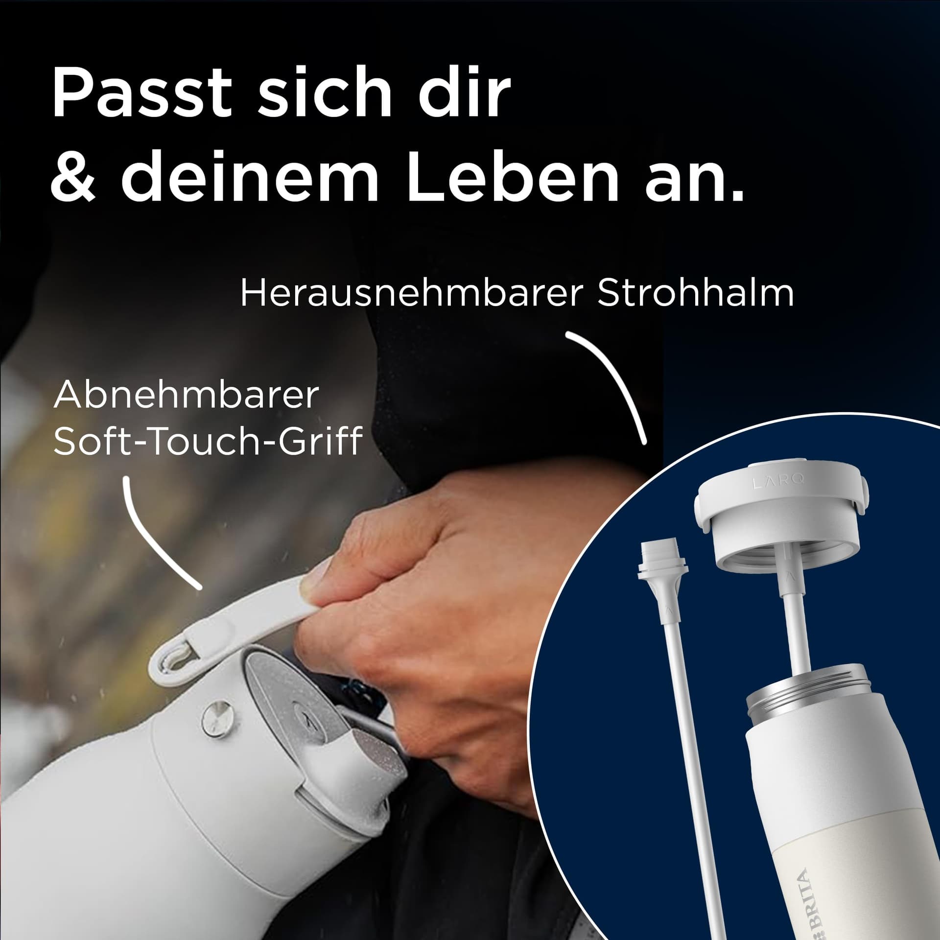 BRITA LARQ Essential Filter Trinkflasche mit Strohhalm beige (1 L – Bild 5