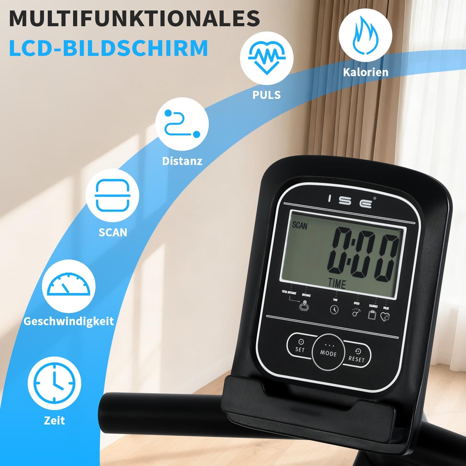 ISE Liegeergometer für Zuhause mit 8 verstellbaren – Bild 4