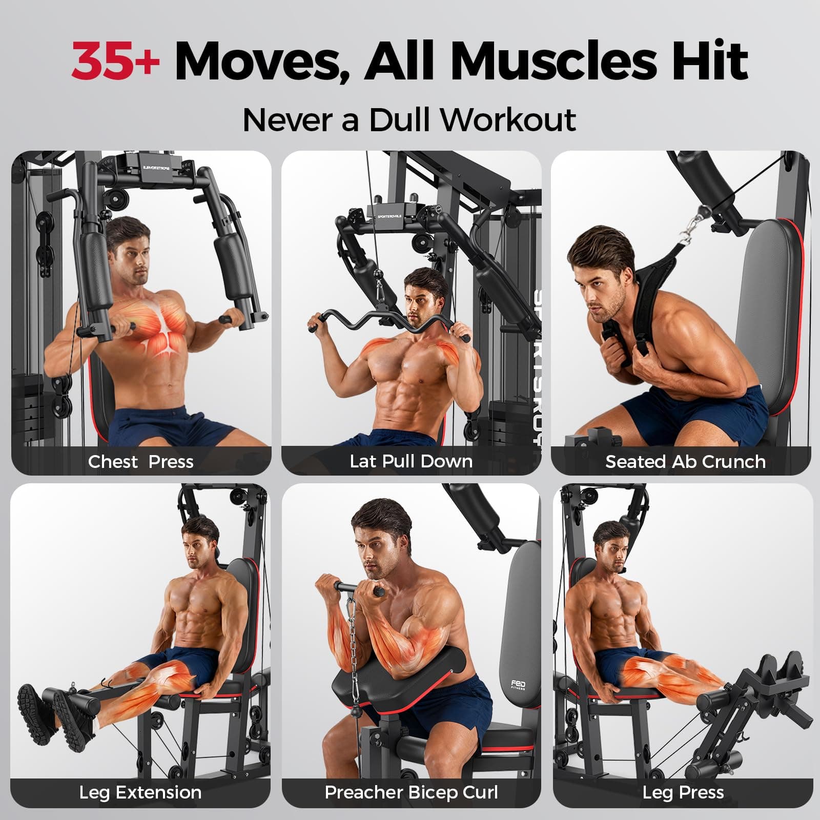 Sportsroyals Home Gym, Multifunctional Workout Station with 150LBS – Bild 4