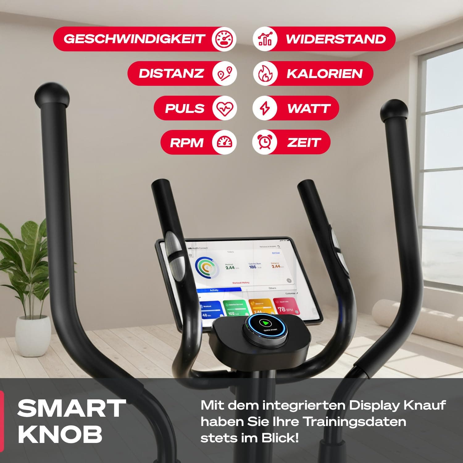 Sportstech CX625 Crosstrainer für Zuhause, Ellipsentrainer mit 32 Widerstandsstufen, 15 kg – Bild 6