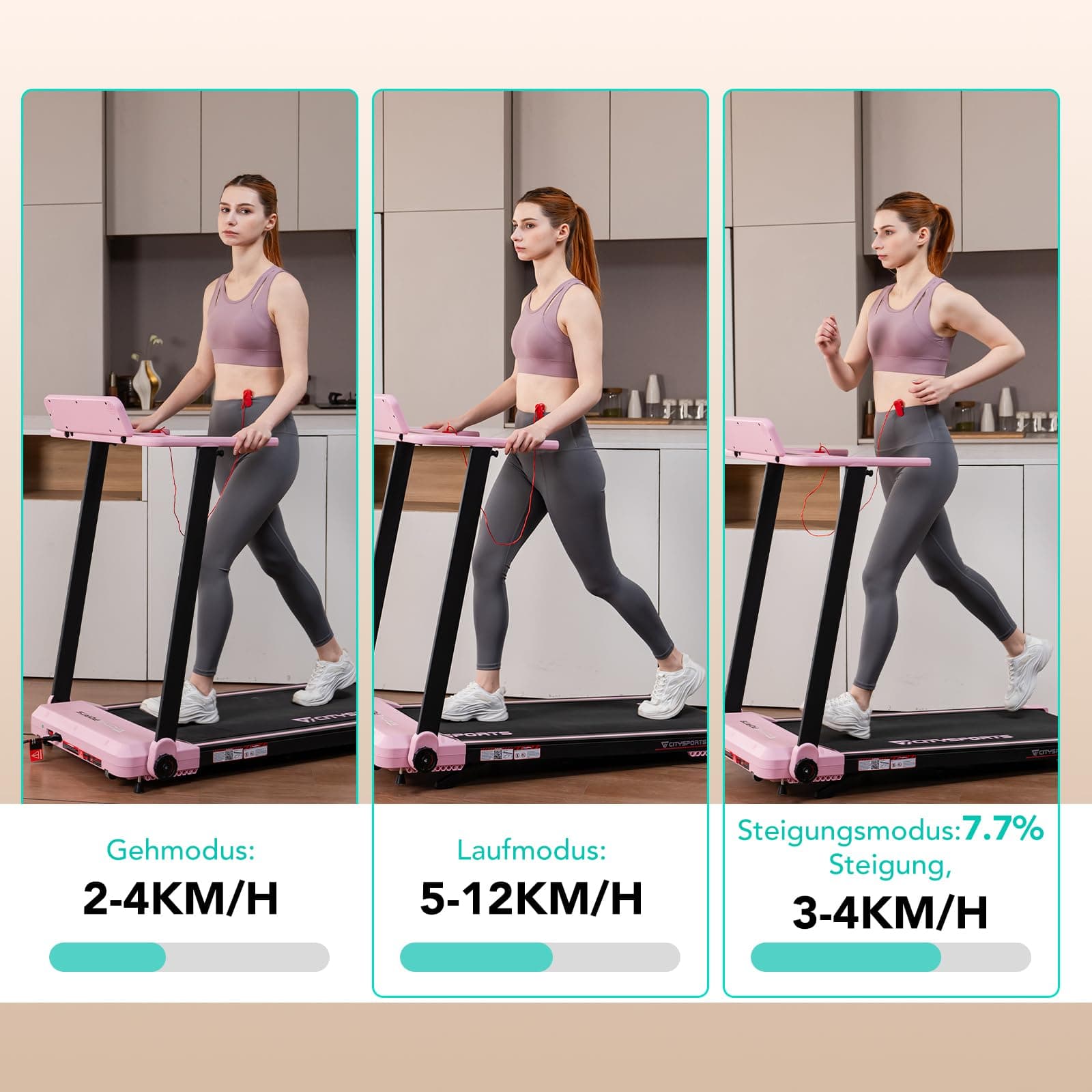 CITYSPORTS Elektrisches Laufband,Klappbares Laufband für – Bild 3
