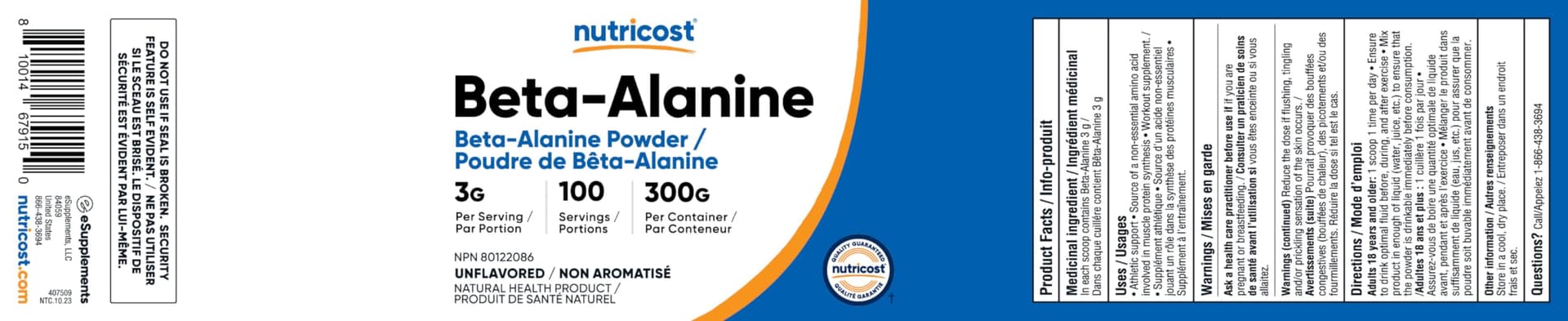 Nutricost Beta Alanine Powder 300 Grams (10.7oz – Bild 5